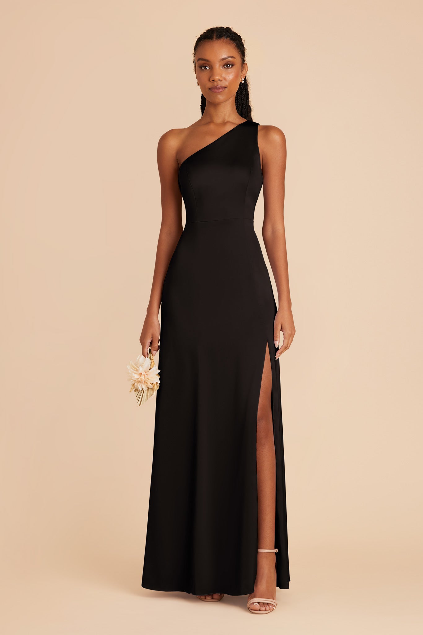 Black Kira Matte Satin Dress by Birdy Grey