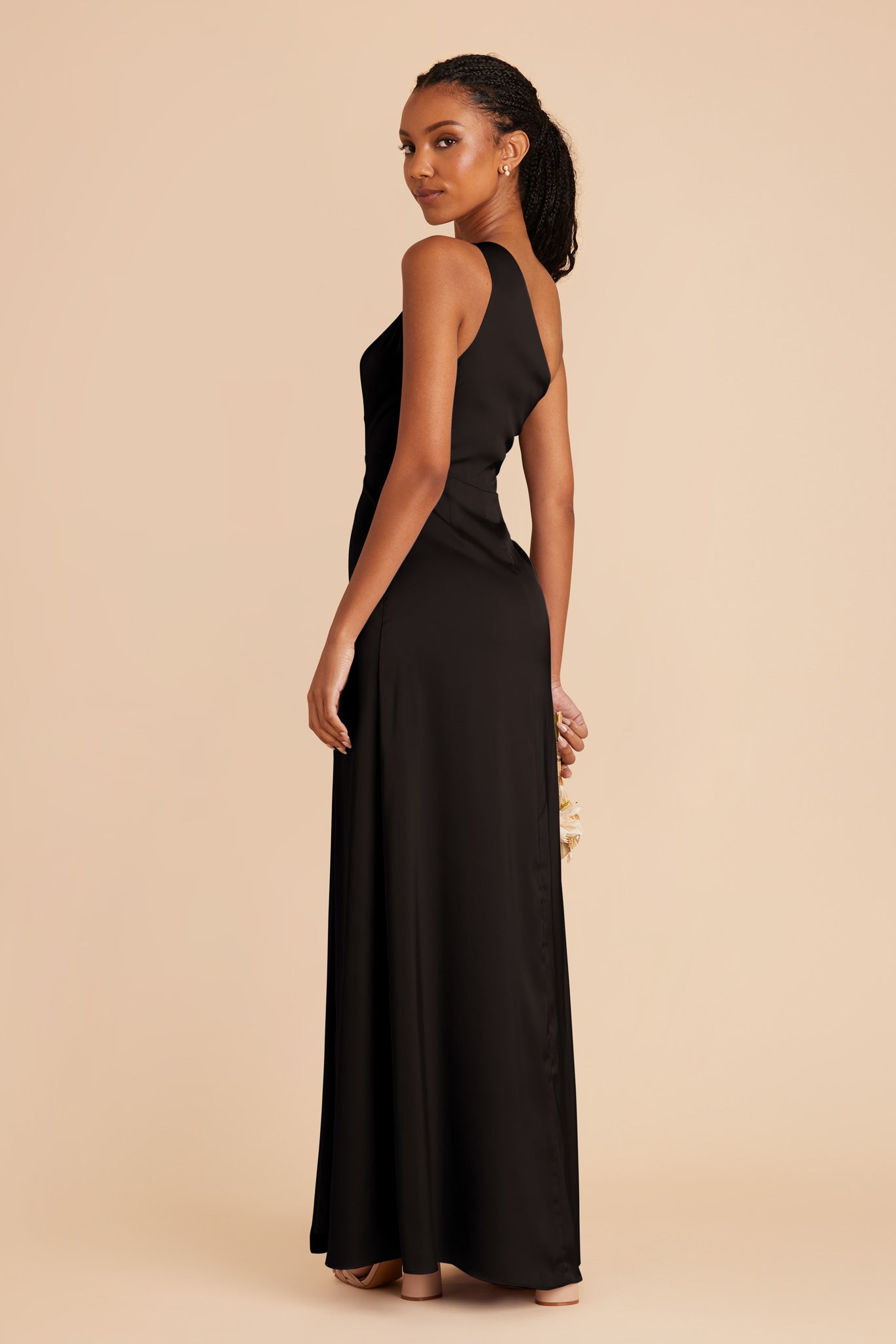 Black Kira Matte Satin Dress by Birdy Grey