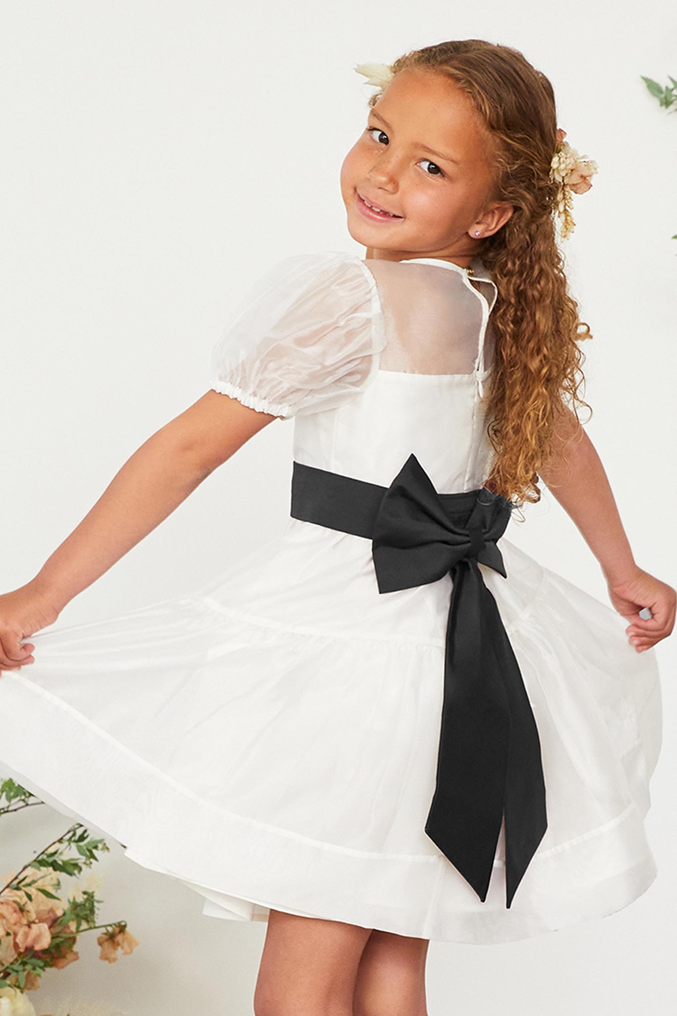 Black Liz Flower Girl Sash by Birdy Grey