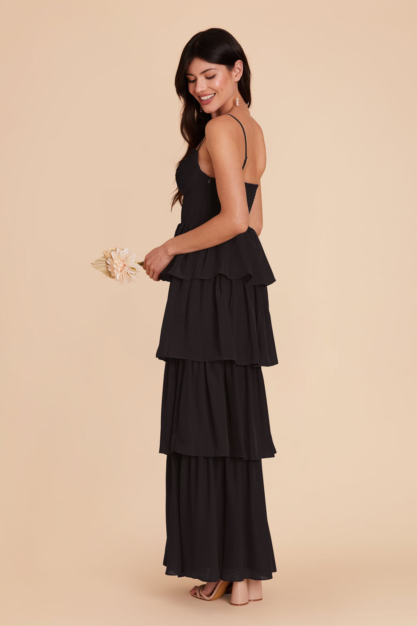 Black Lola Chiffon Dress by Birdy Grey