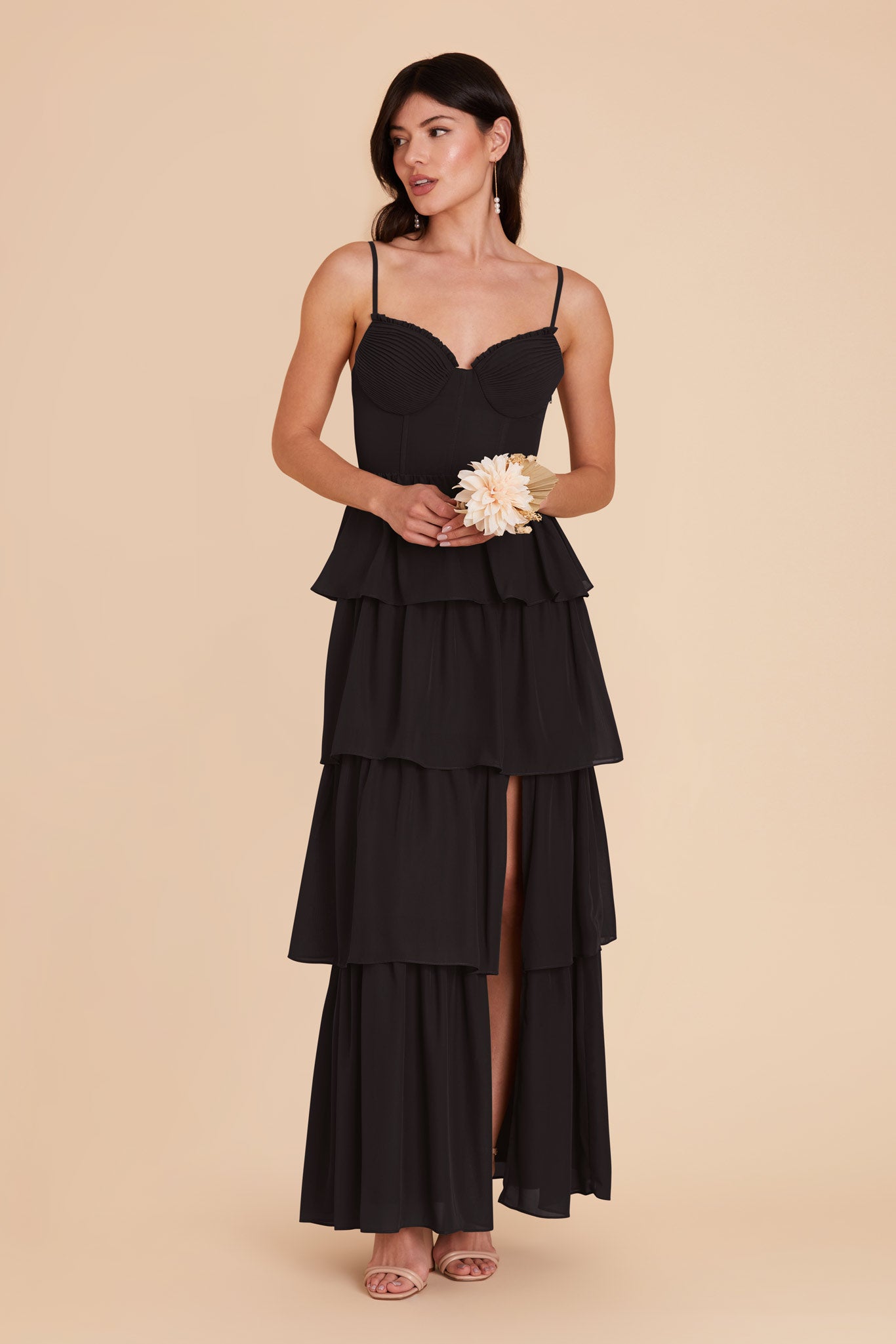 Black Lola Chiffon Dress by Birdy Grey