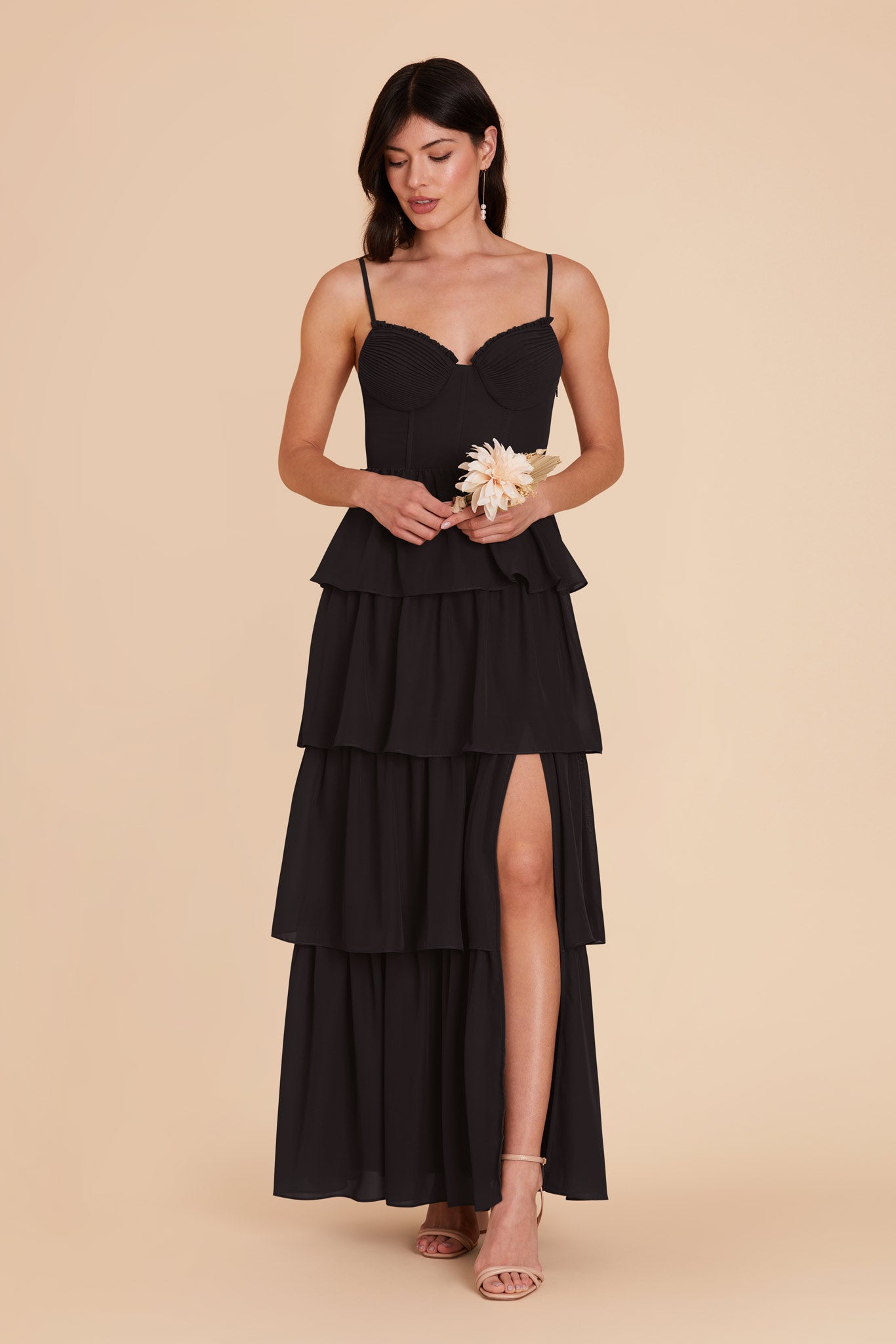 Black Lola Chiffon Dress by Birdy Grey