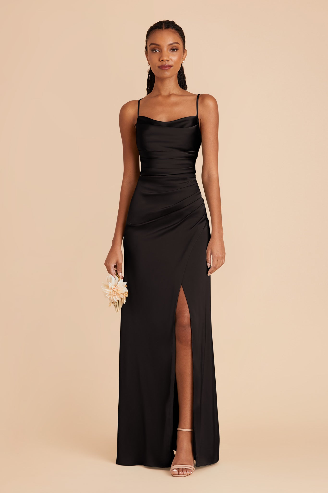 Black Lydia Matte Satin Dress by Birdy Grey