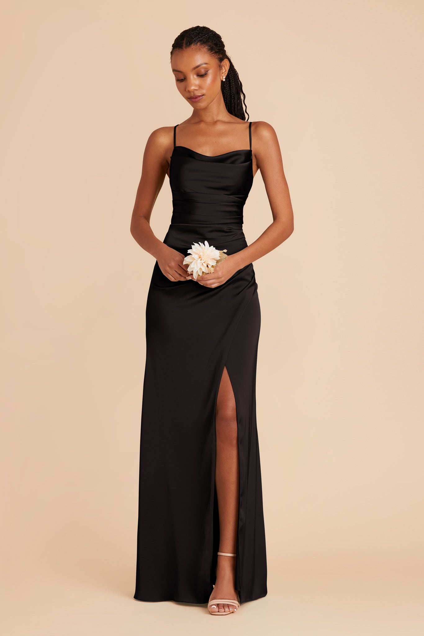 Black Lydia Matte Satin Dress by Birdy Grey