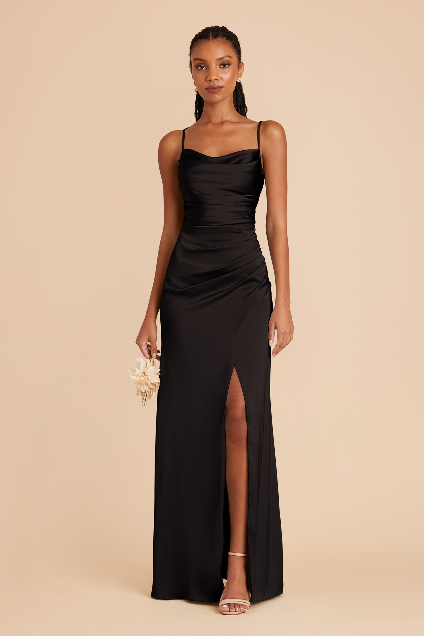 Black Lydia Matte Satin Dress by Birdy Grey