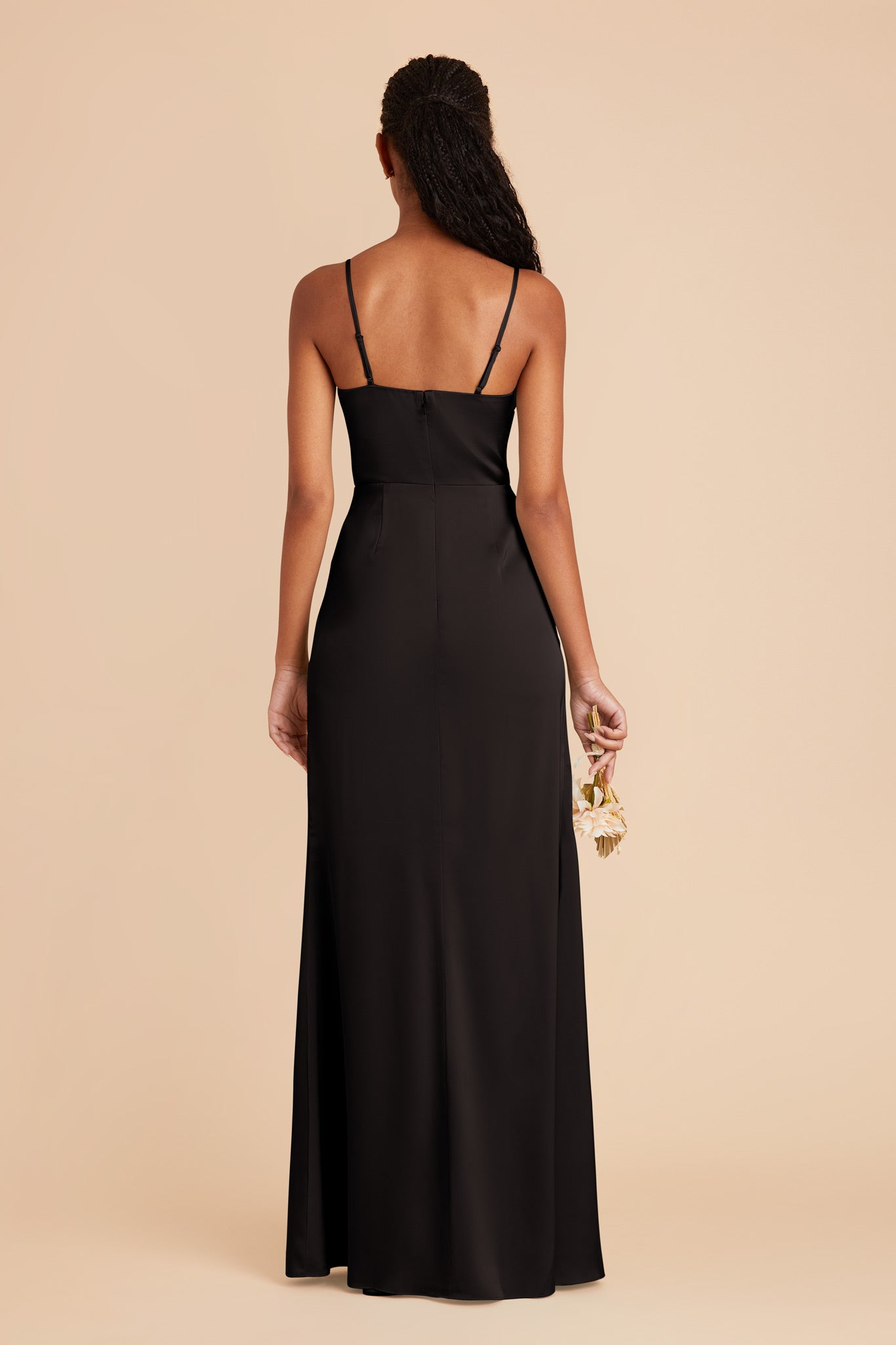 Lydia Black Cowl Neck Matte Satin Bridesmaid Dress | Birdy Grey