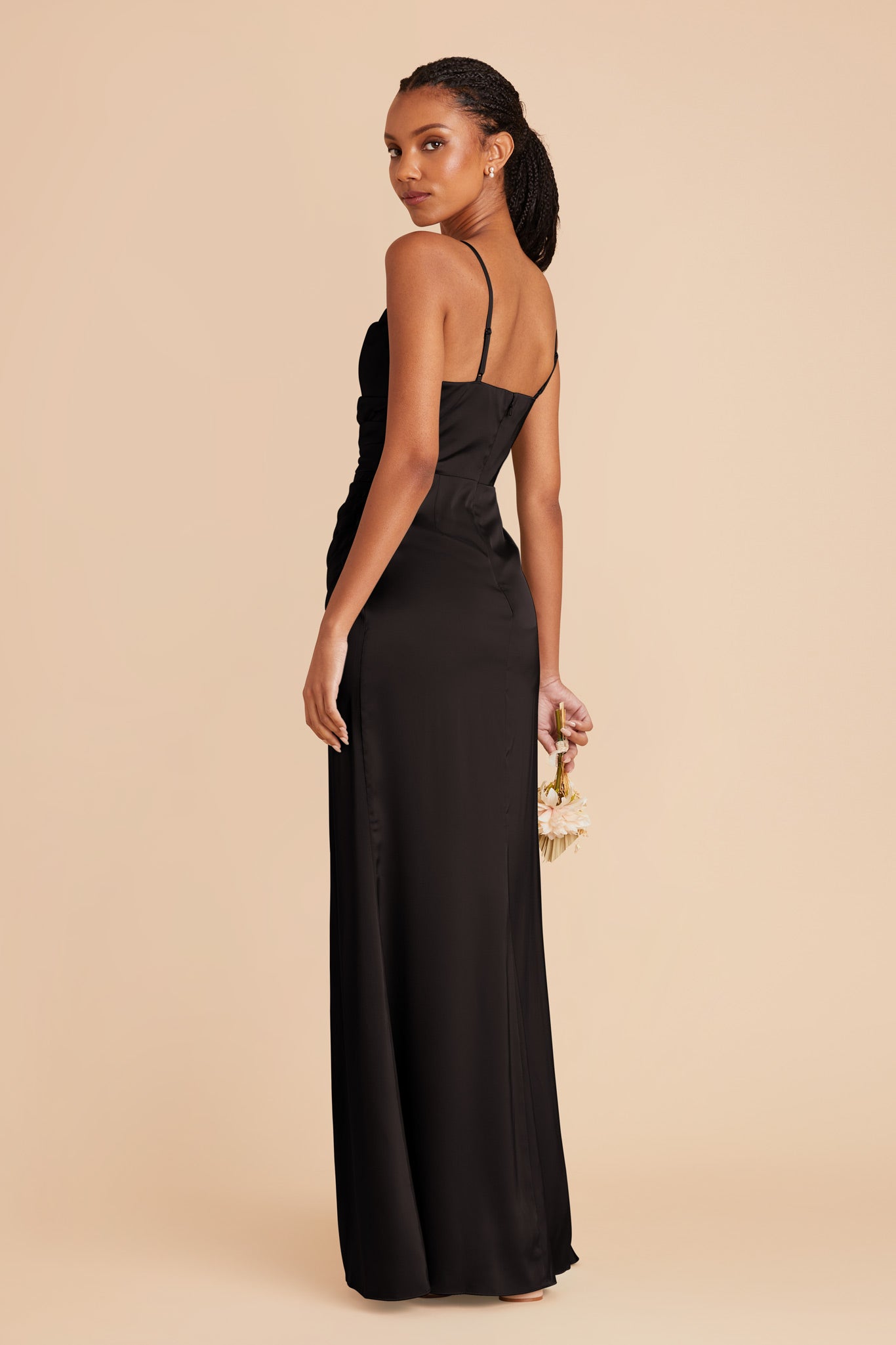 Black Lydia Matte Satin Dress by Birdy Grey