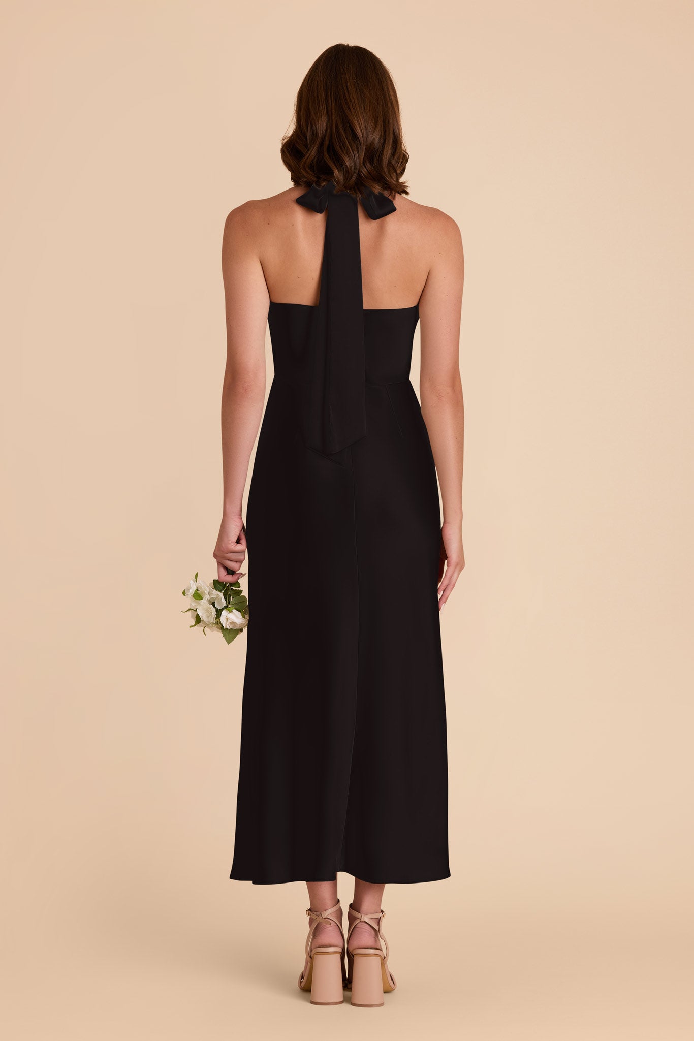 Black Monique Matte Satin Dress by Birdy Grey