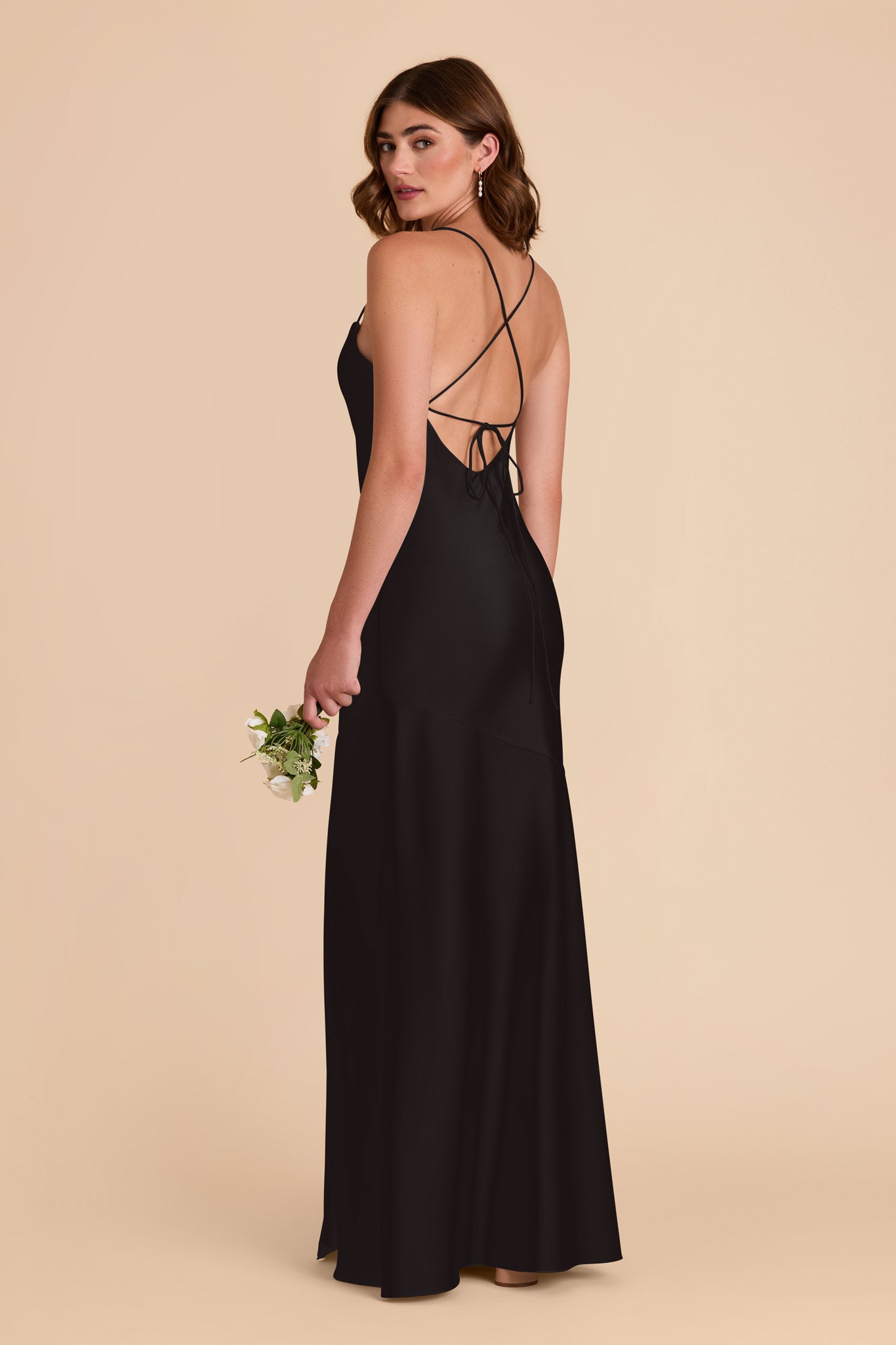 Black Olivia Matte Satin Dress by Birdy Grey