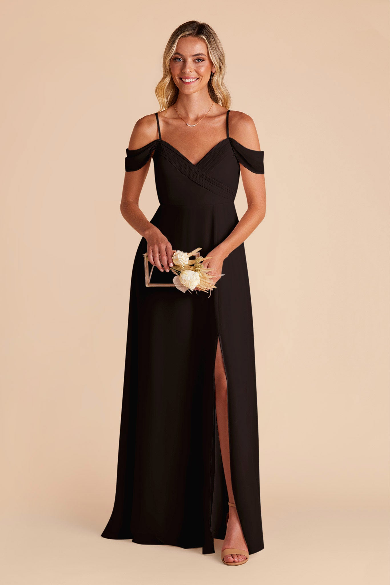 Black Spence Convertible Dress with Slit by Birdy Grey