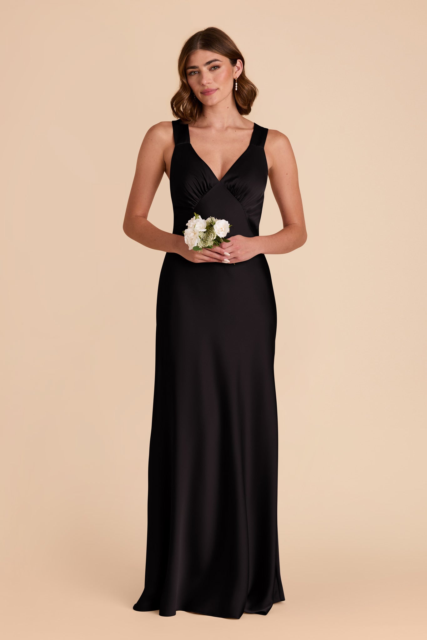 Black Veronica Matte Satin Dress by Birdy Grey