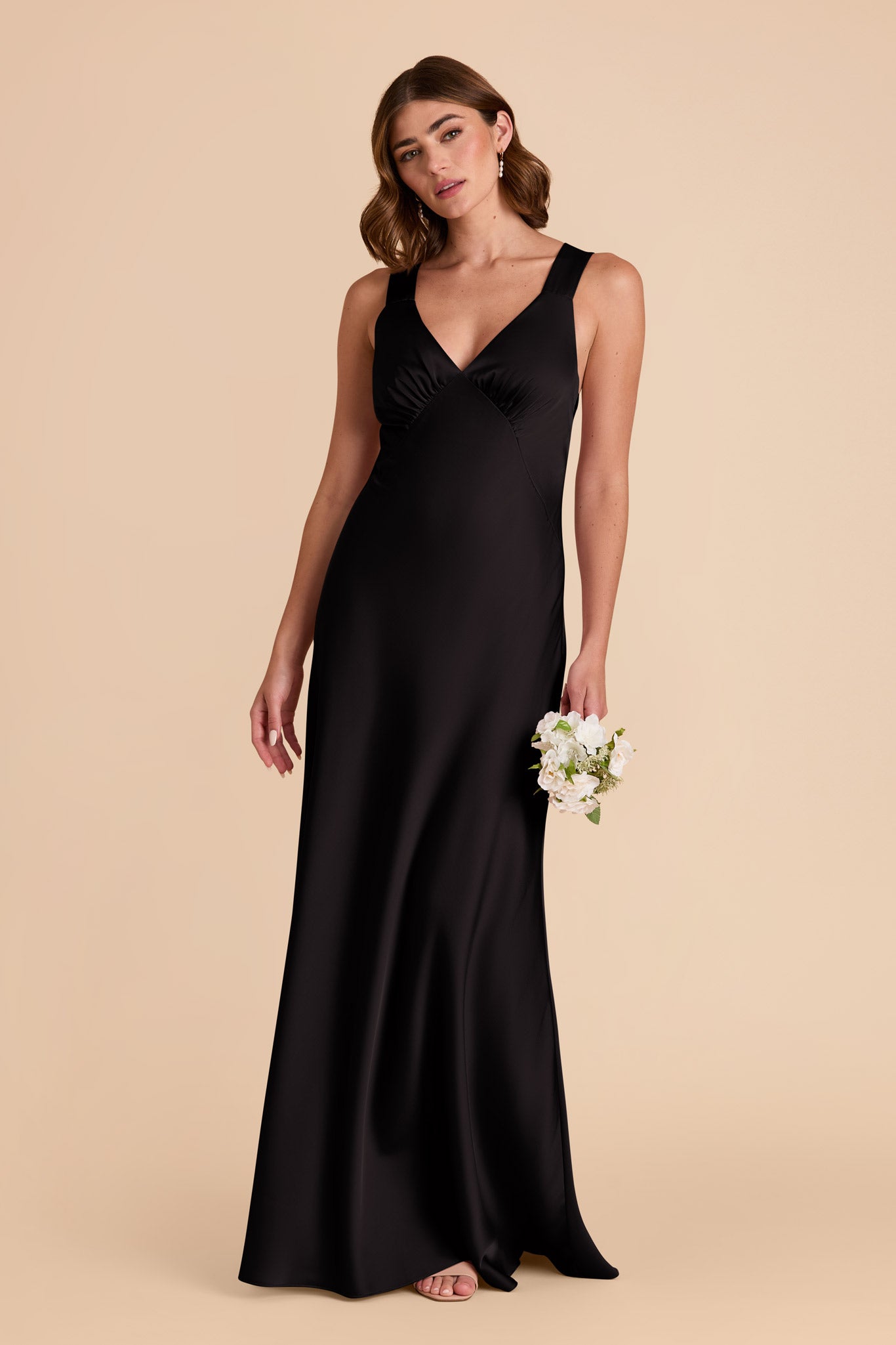 Black Veronica Matte Satin Dress by Birdy Grey