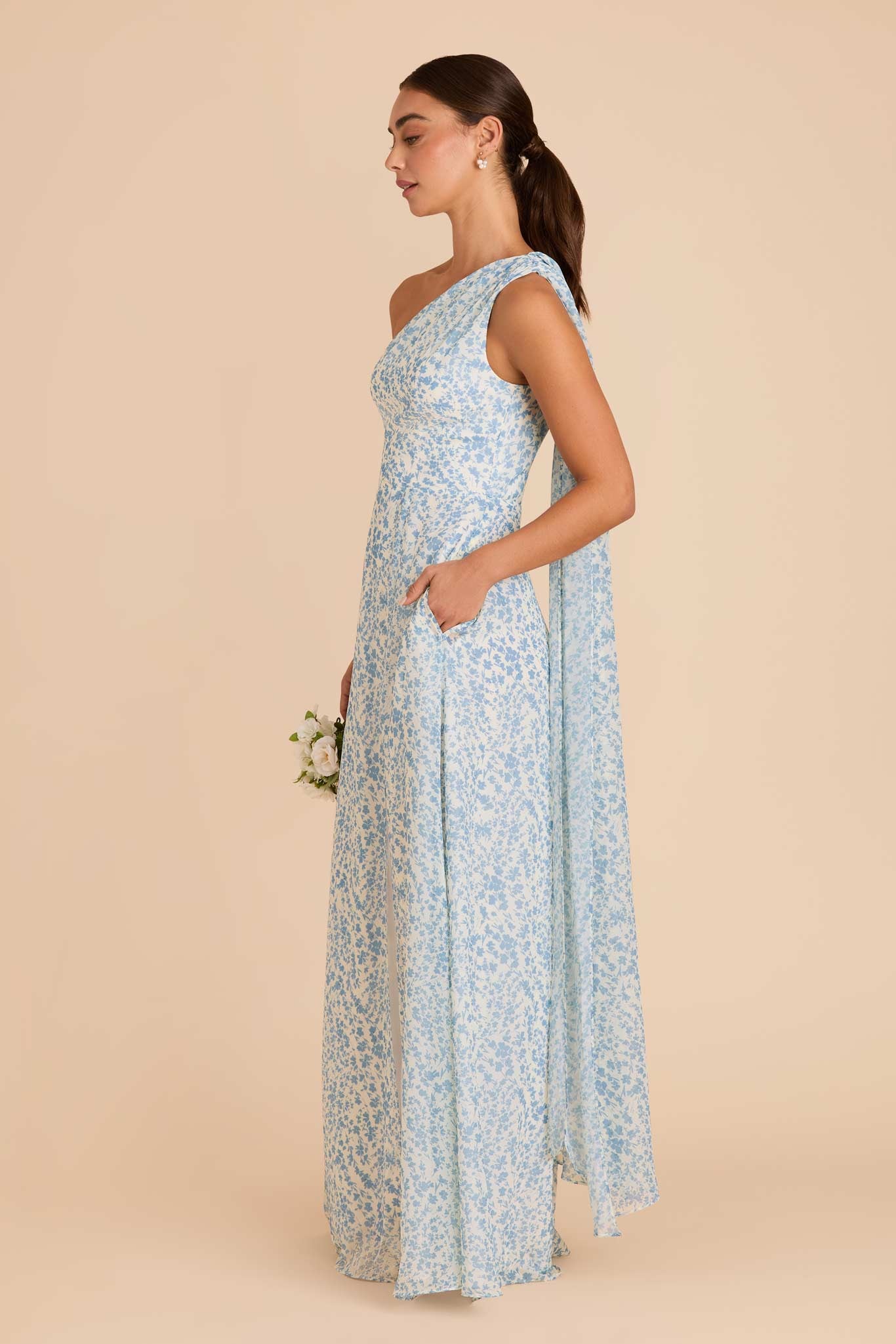 Blue Dreamy Ditsy Melissa Chiffon Dress by Birdy Grey