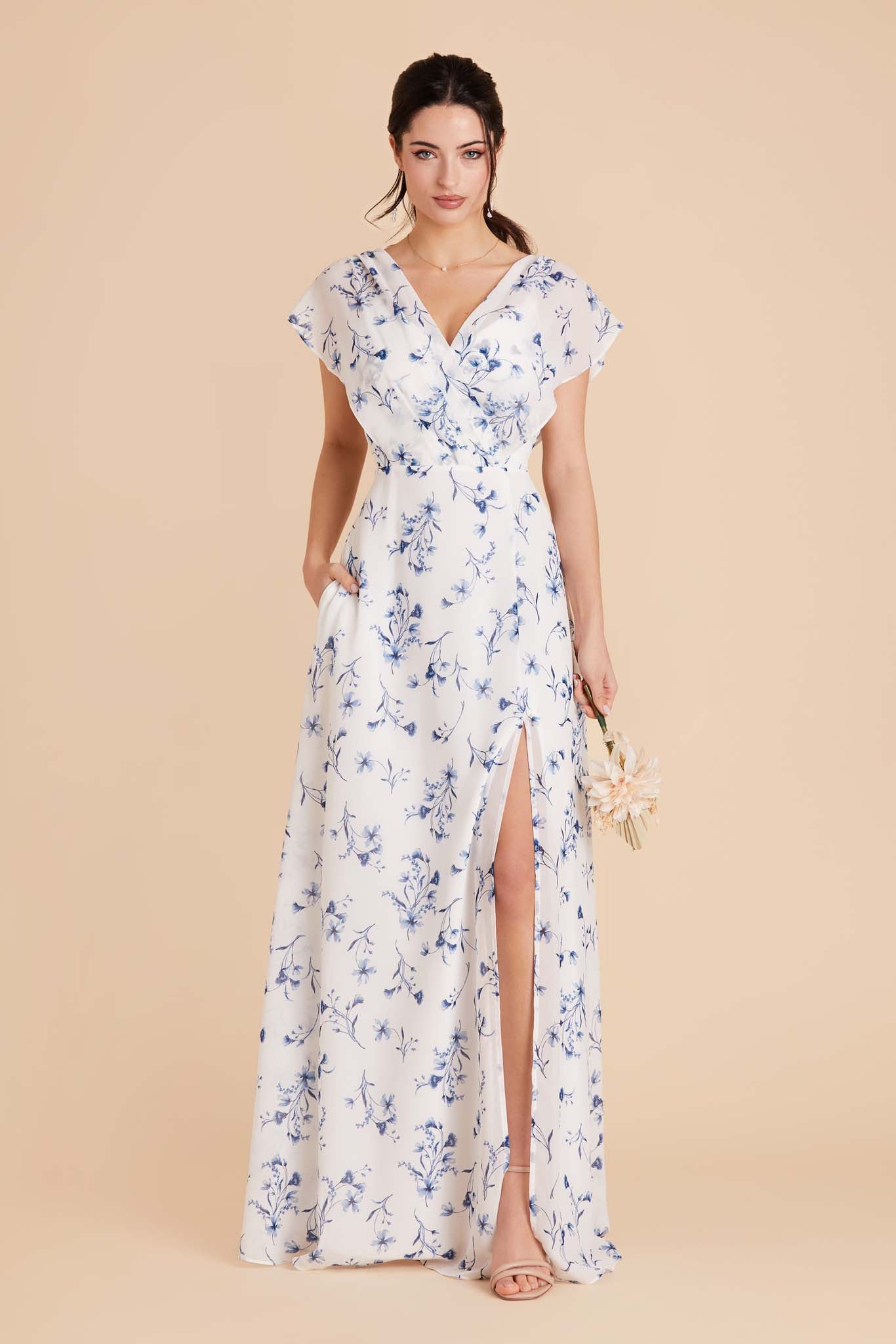  Blue Le Fleur Violet Chiffon Dress by Birdy Grey