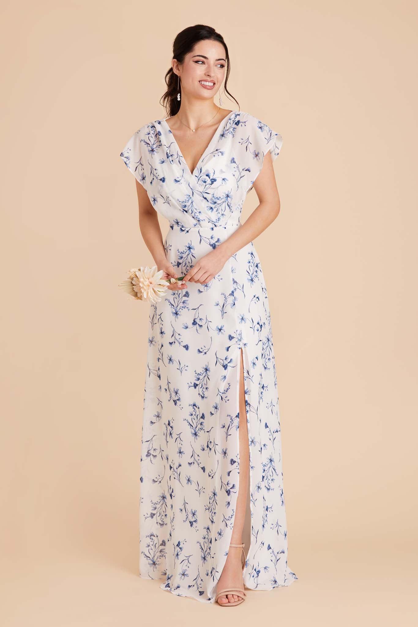  Blue Le Fleur Violet Chiffon Dress by Birdy Grey