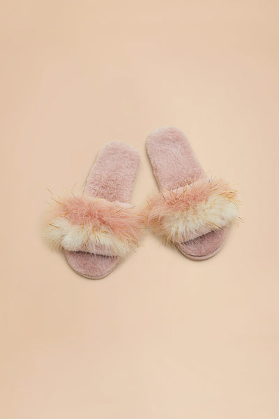 Fluffy Feather Slippers - Blush