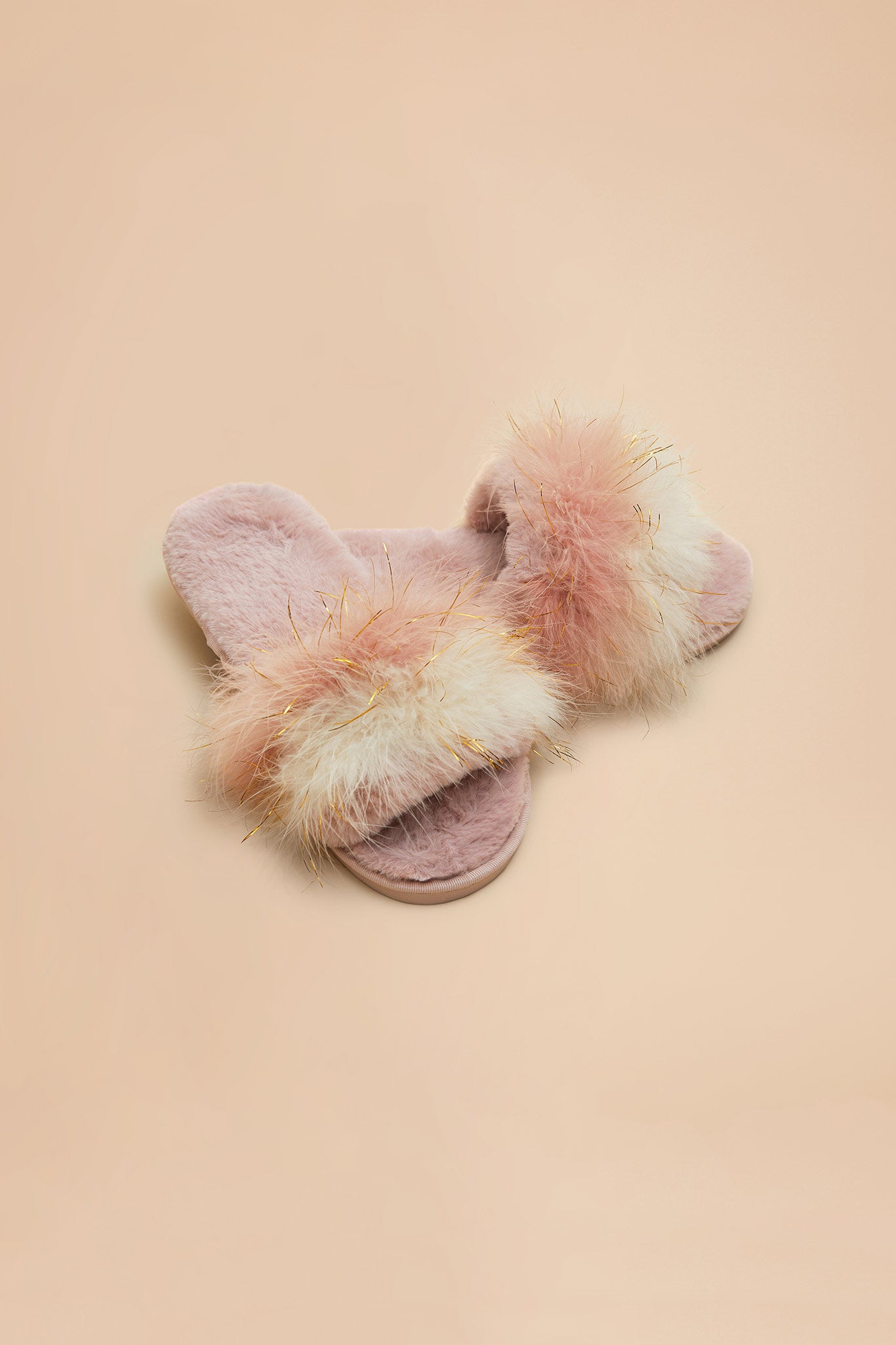 Fluffy Feather Slippers - Blush