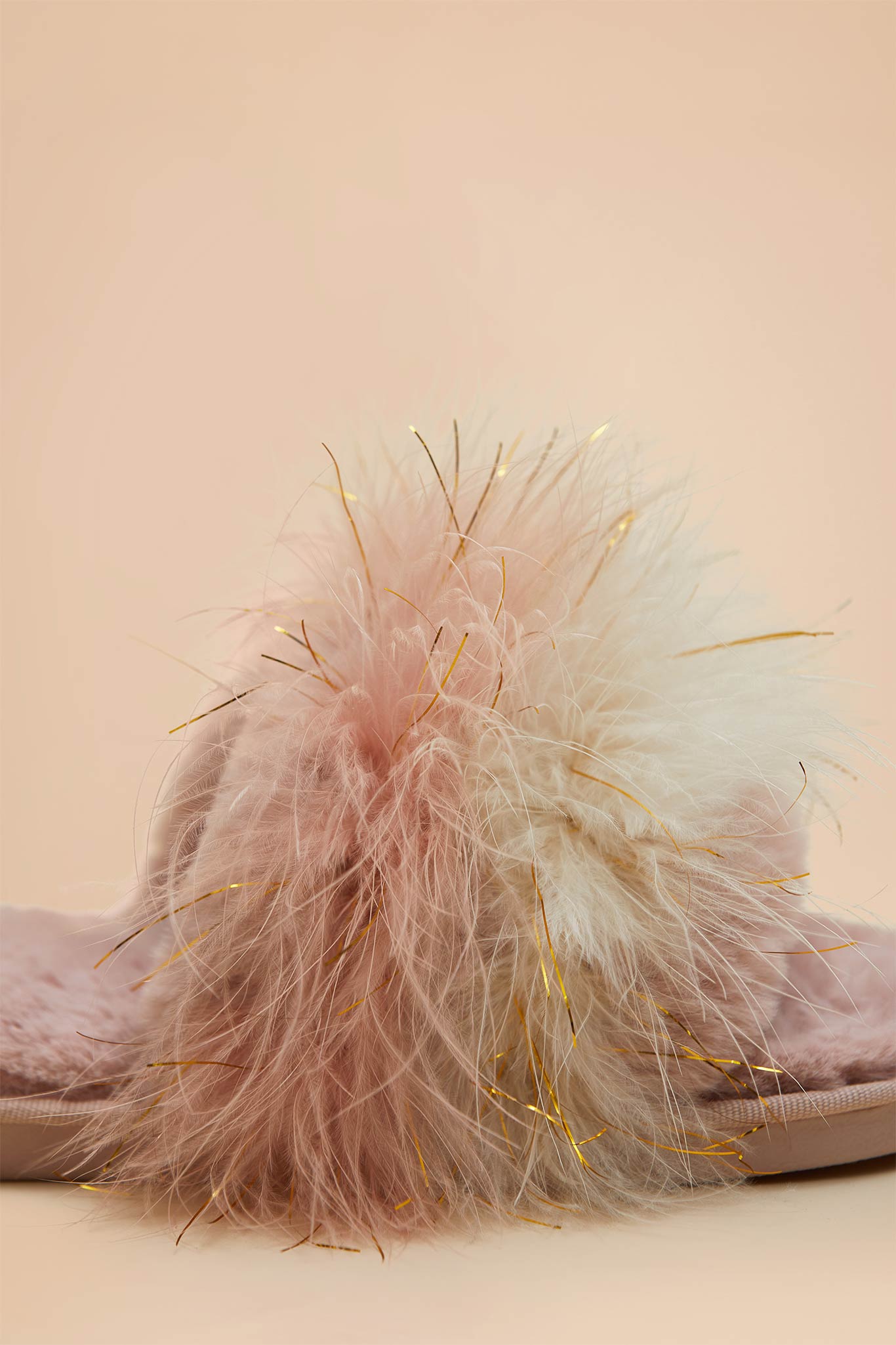 Fluffy Feather Slippers - Blush