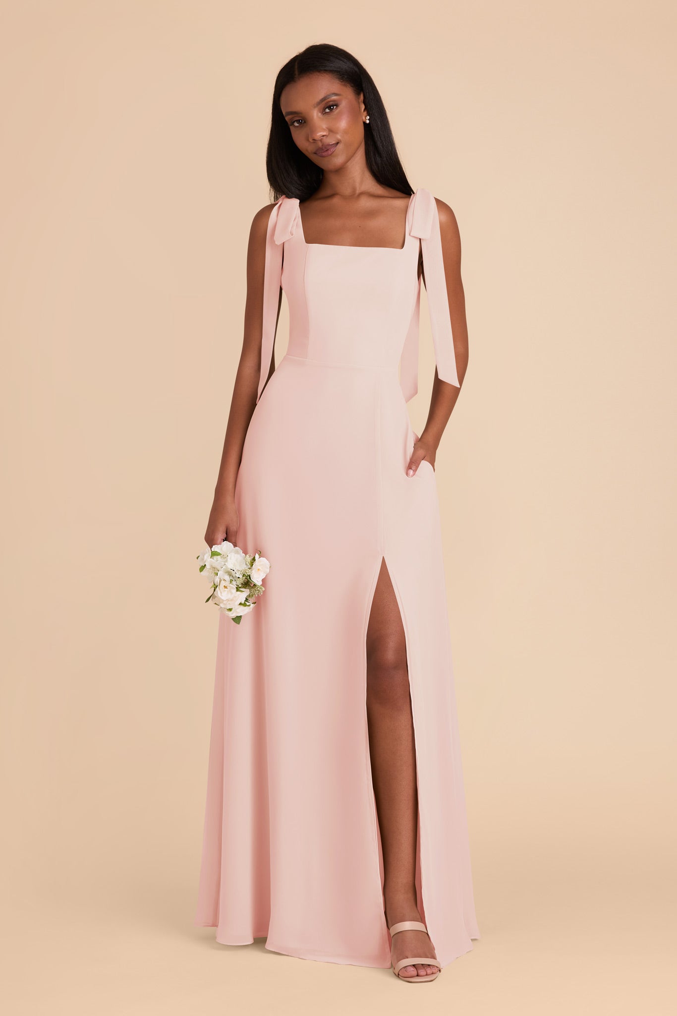 Alex Blush Pink Chiffon Convertible Bridesmaid Dress Birdy Grey