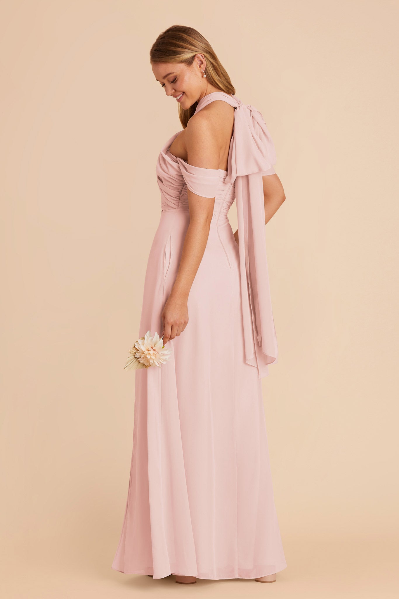 Blush Pink Cara Chiffon Dress by Birdy Grey