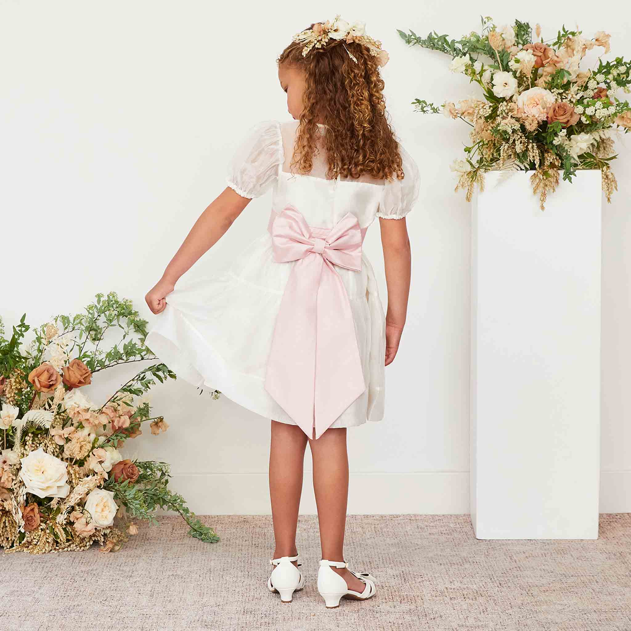 Taupe blush best sale flower girl dress