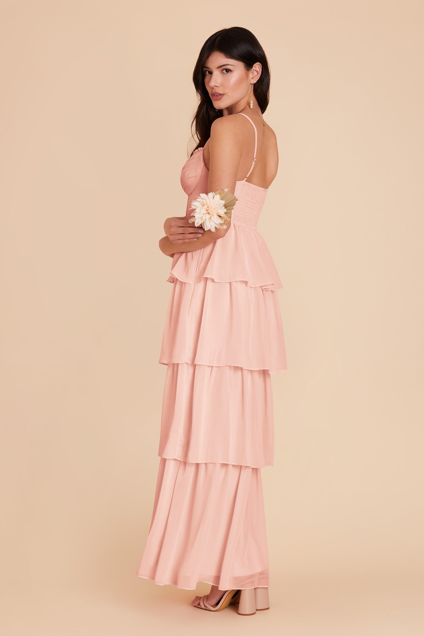 Light Pink Strapless Chiffon Bridesmaid Dresses