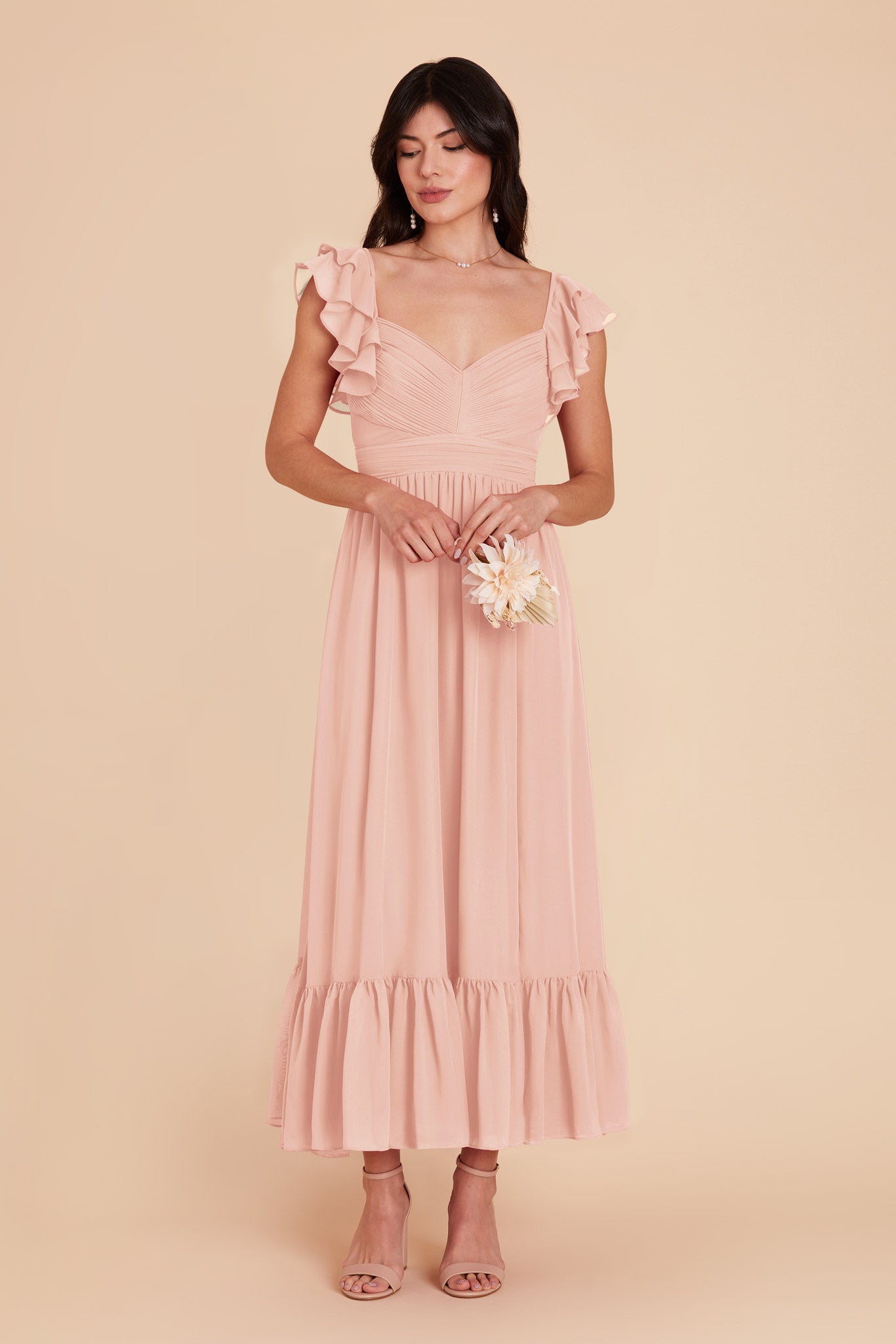 Blush Pink Michelle Chiffon Dress by Birdy Grey