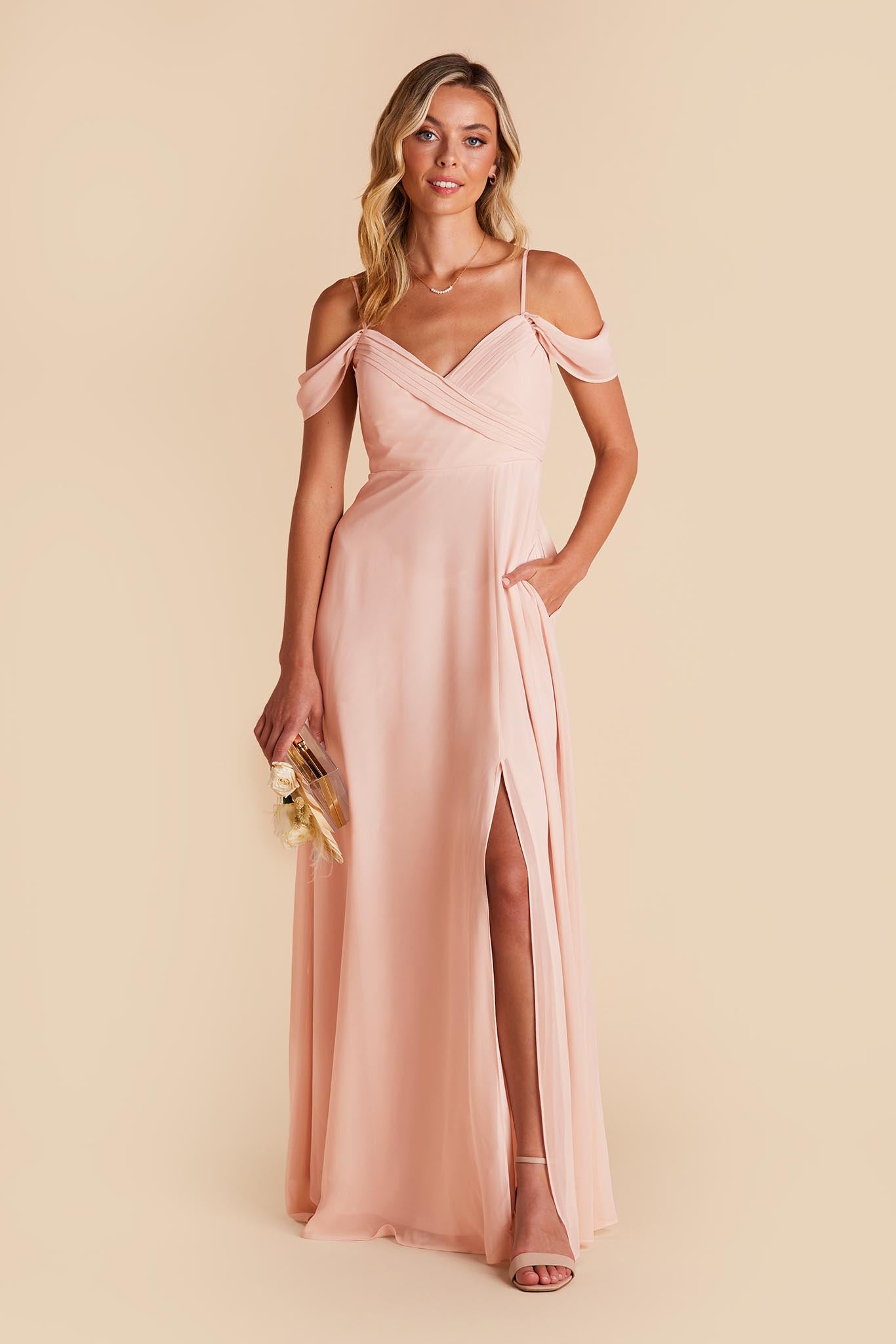 Blush pink silk hot sale bridesmaid dresses