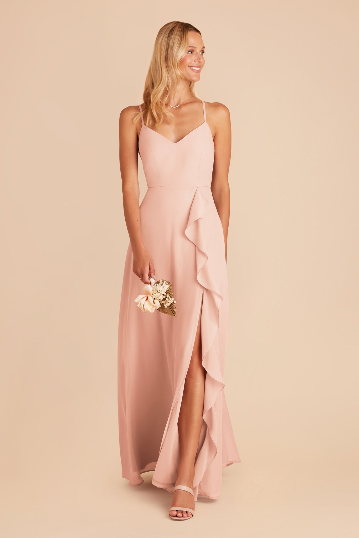 Blush Pink Theresa Chiffon Dress by Birdy Grey