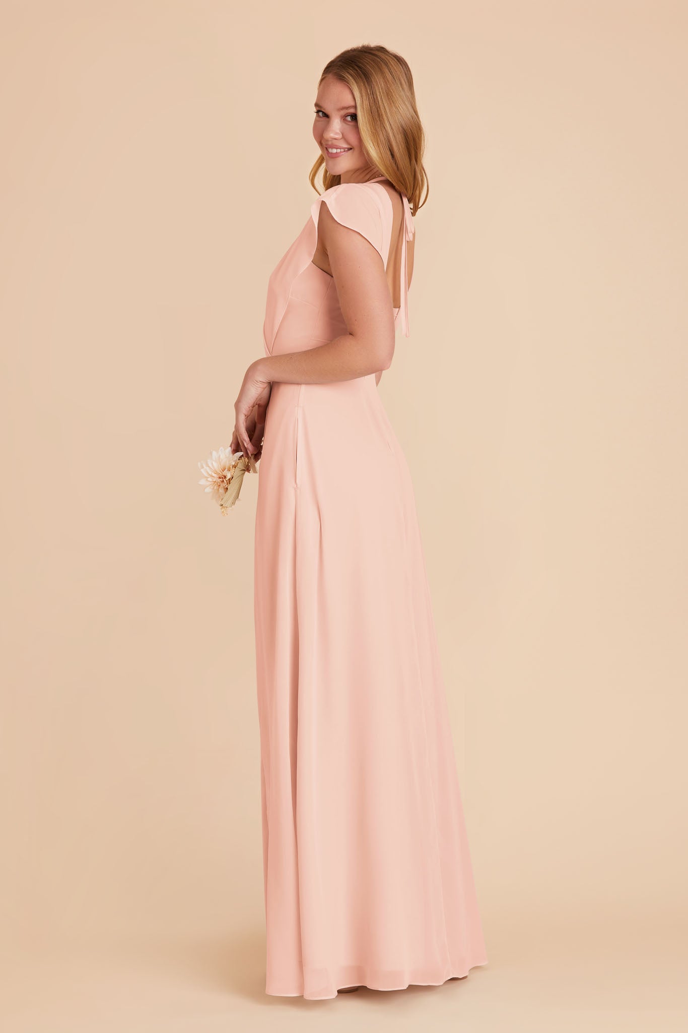 Blush Pink Violet Chiffon Dress by Birdy Grey