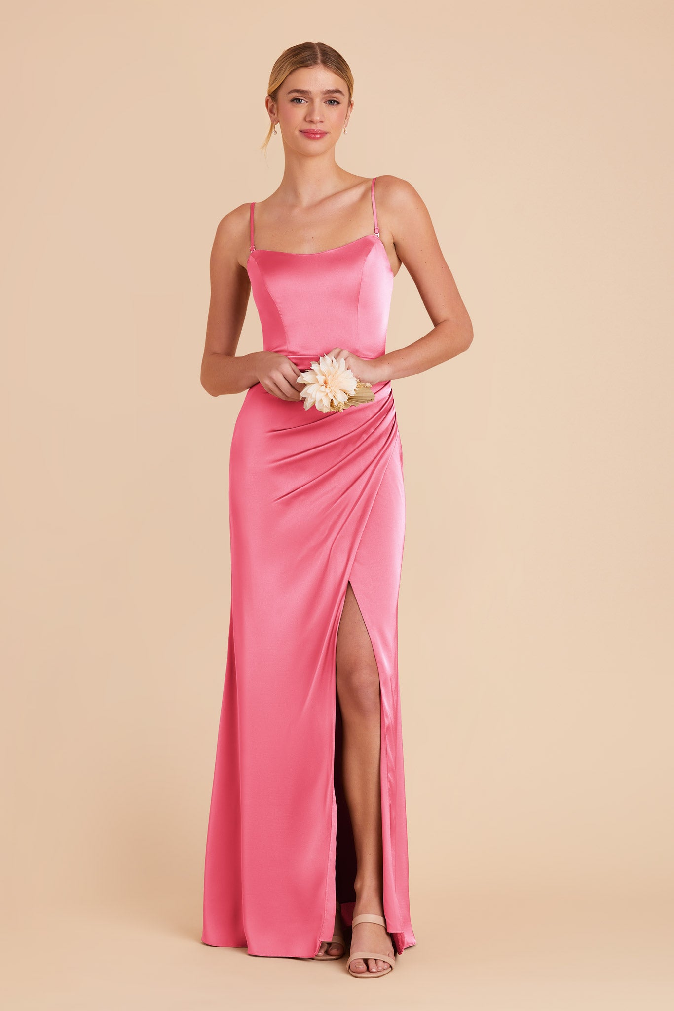 Bon Bon Pink Anne Matte Satin Dress by Birdy Grey