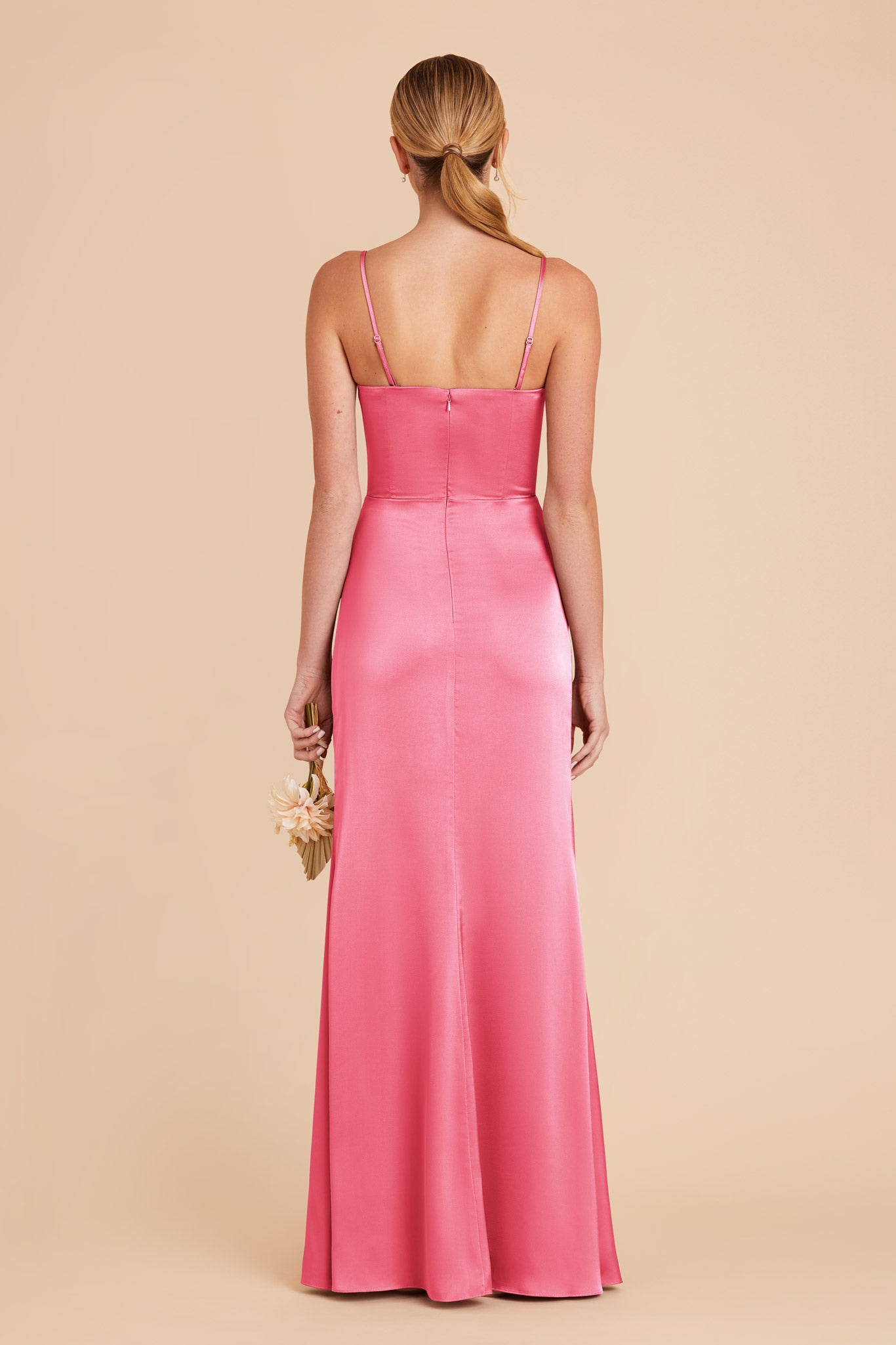 Bon Bon Pink Anne Matte Satin Dress by Birdy Grey