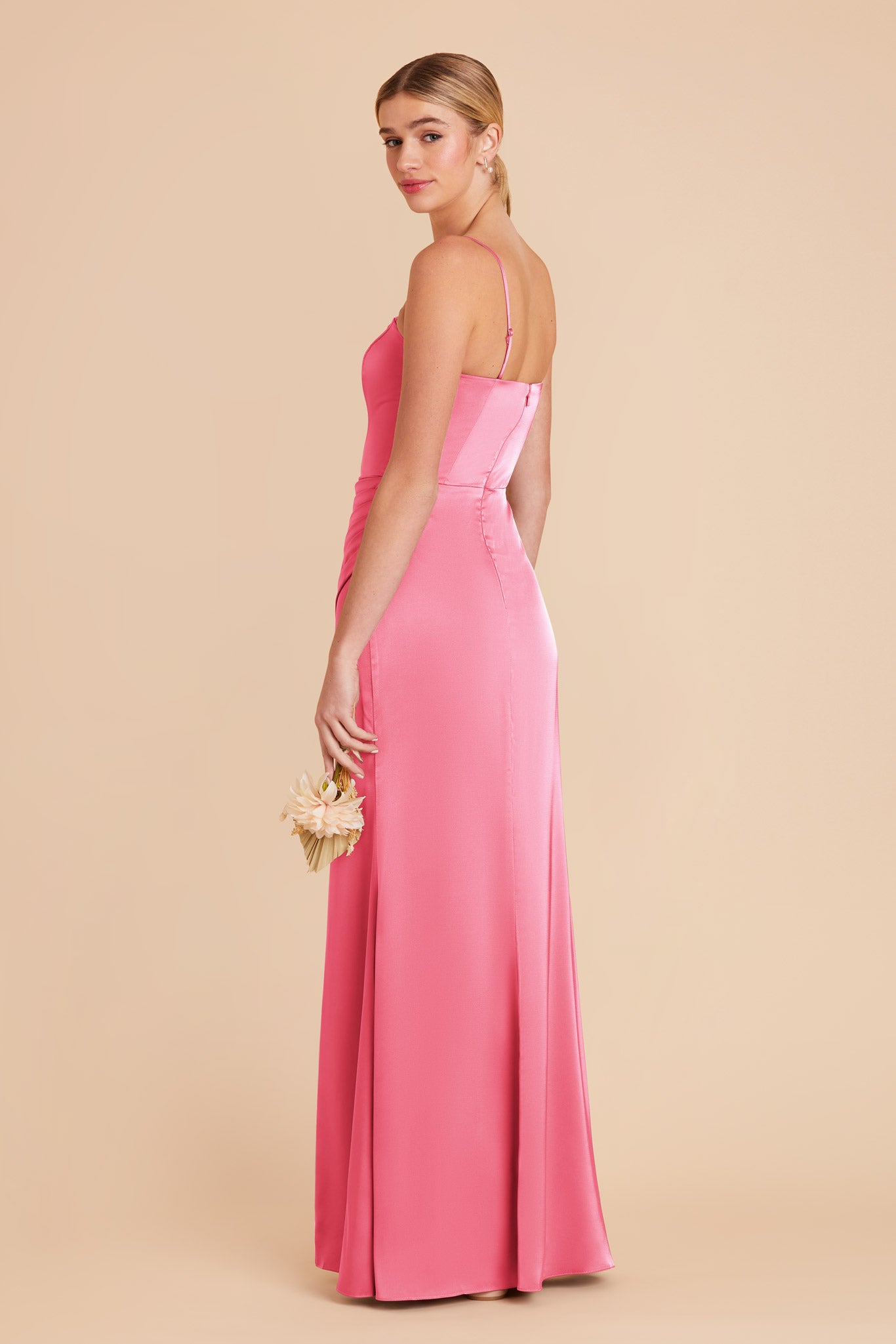 Bon Bon Pink Anne Matte Satin Dress by Birdy Grey