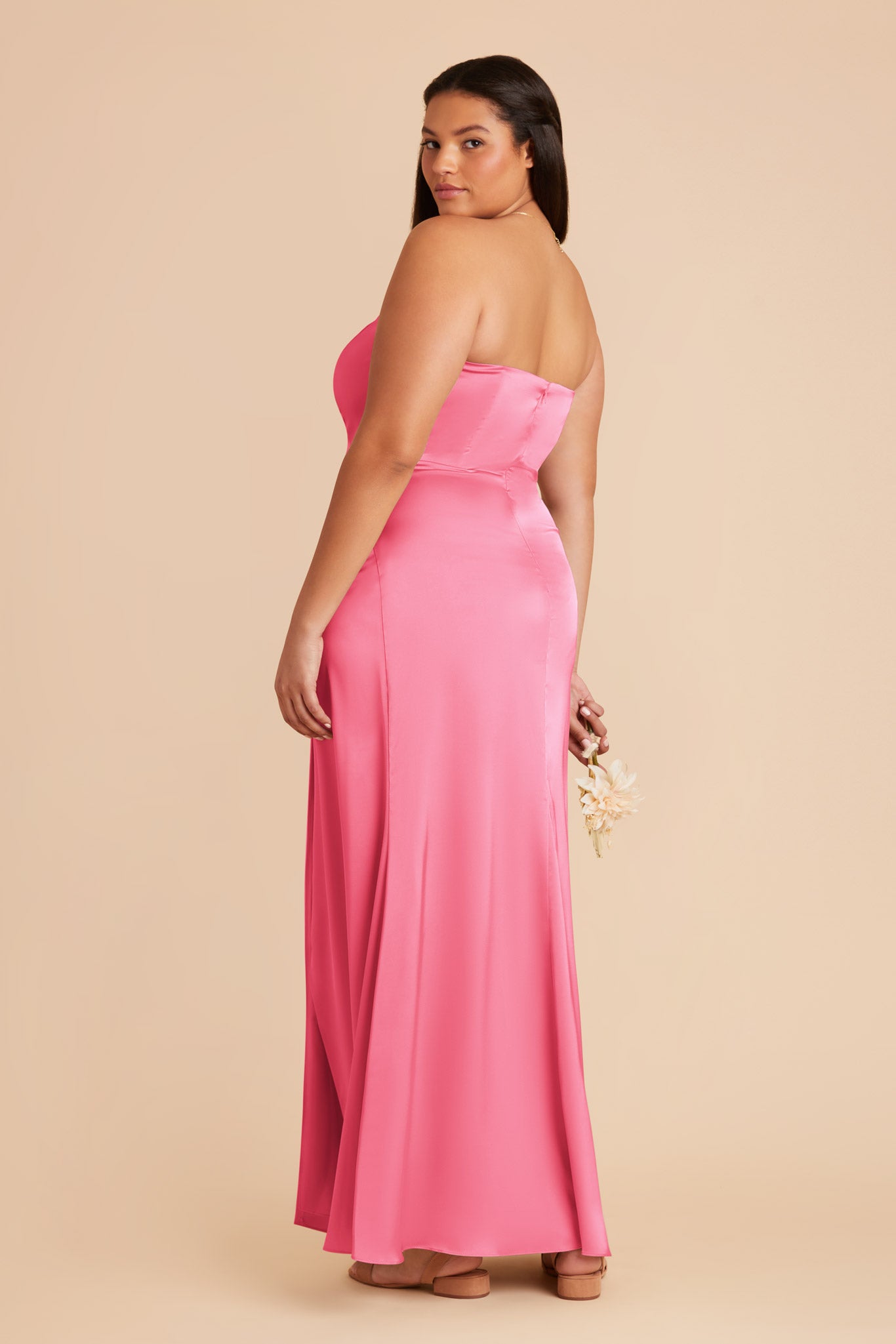 Bon Bon Pink Anne Matte Satin Dress by Birdy Grey