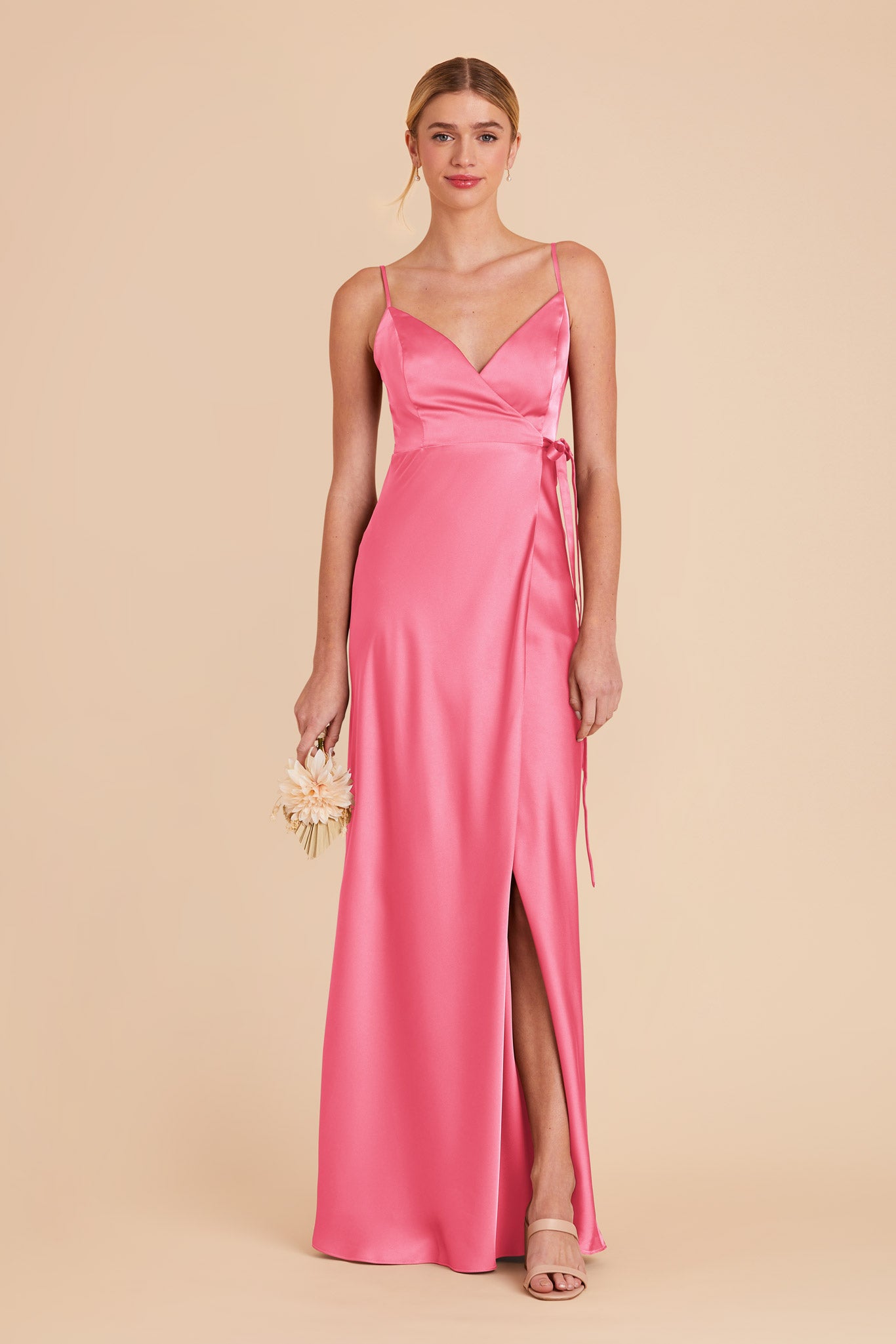 Cindy Matte Satin Bridesmaid Dress Bon Bon Pink