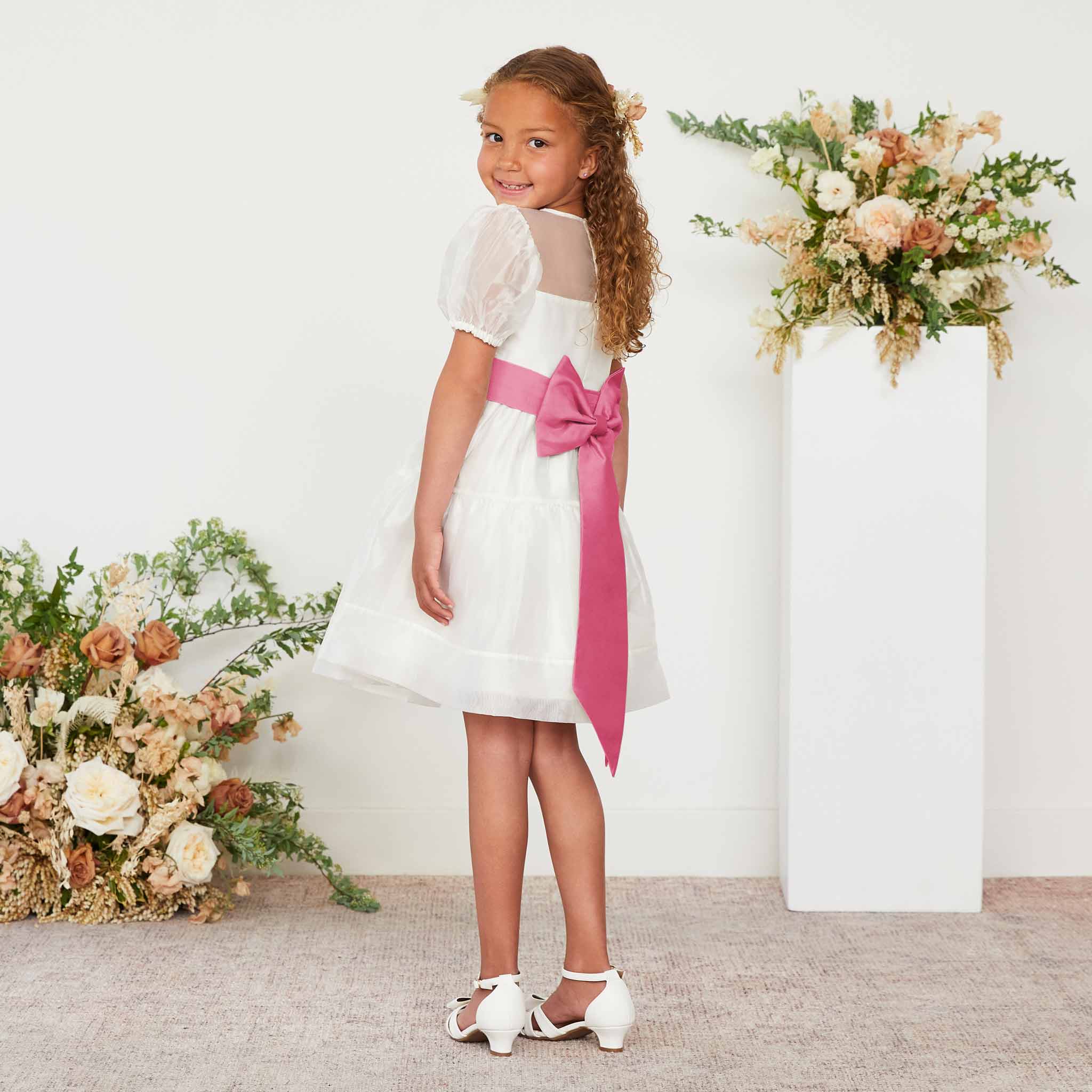 Bon Bon Pink Liz Flower Girl Sash by Birdy Grey