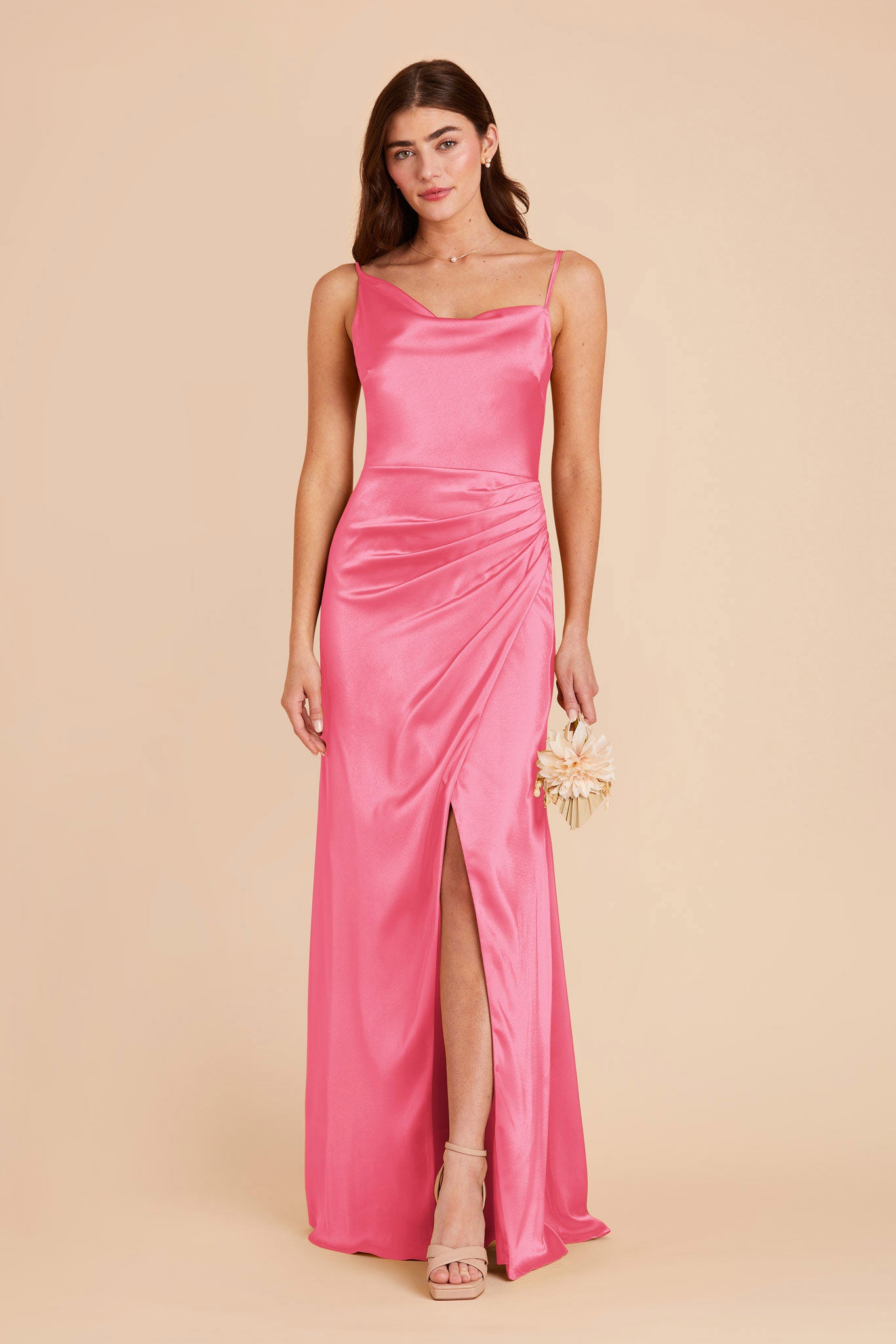 Bon Bon Pink Jennifer Matte Satin Dress by Birdy Grey