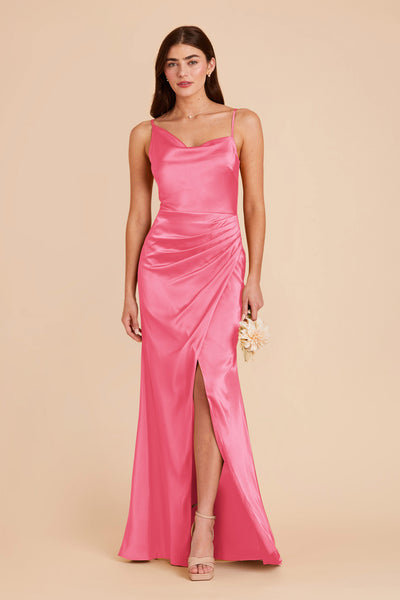 Bon Bon Pink Jennifer Matte Satin Dress by Birdy Grey