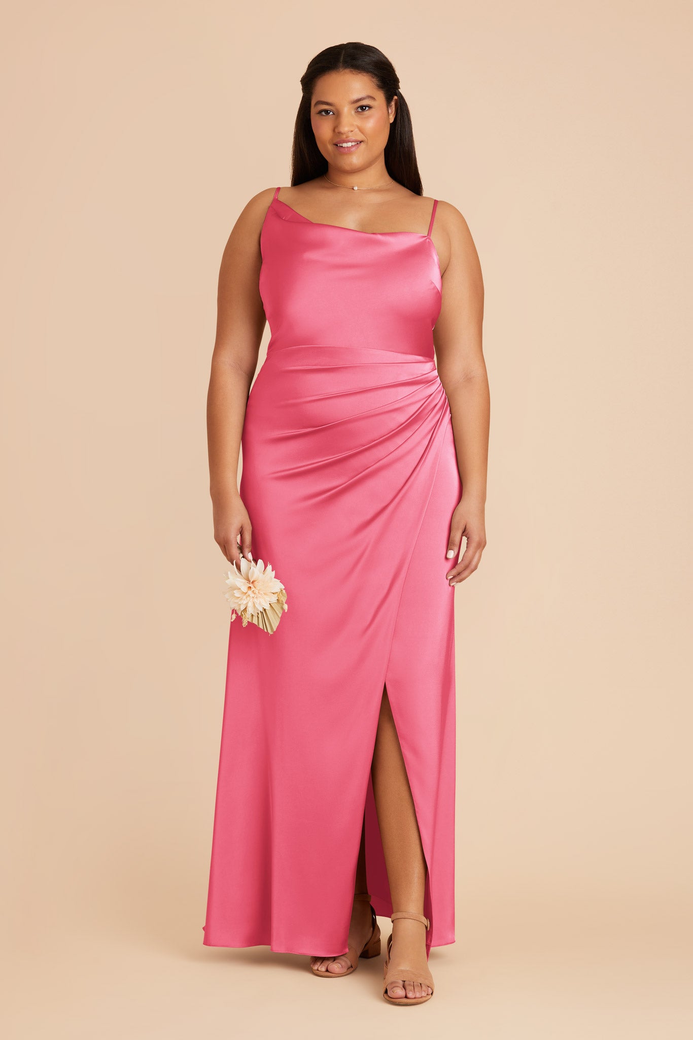 Bon Bon Pink Jennifer Matte Satin Dress by Birdy Grey