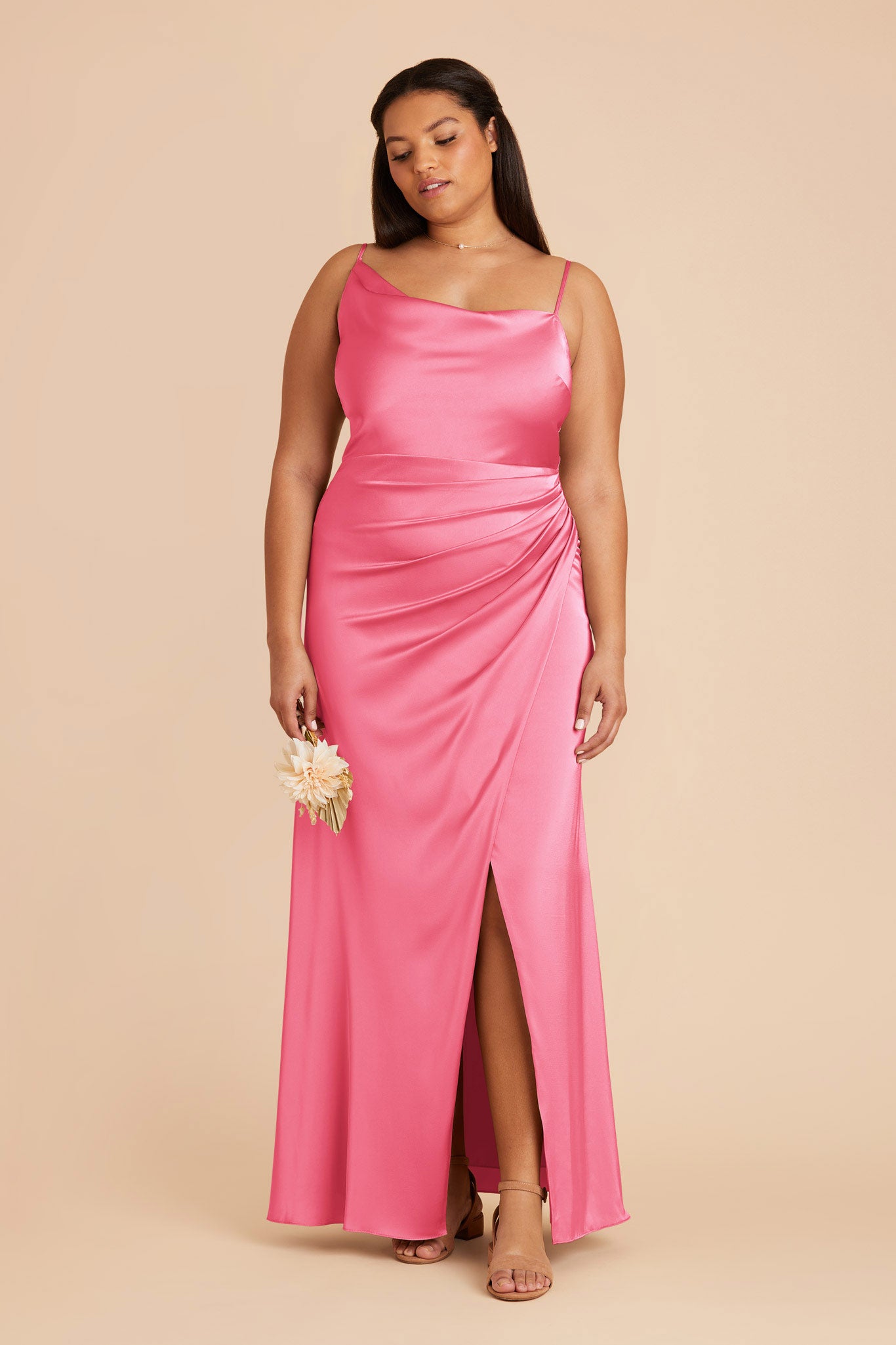 Bon Bon Pink Jennifer Matte Satin Dress by Birdy Grey