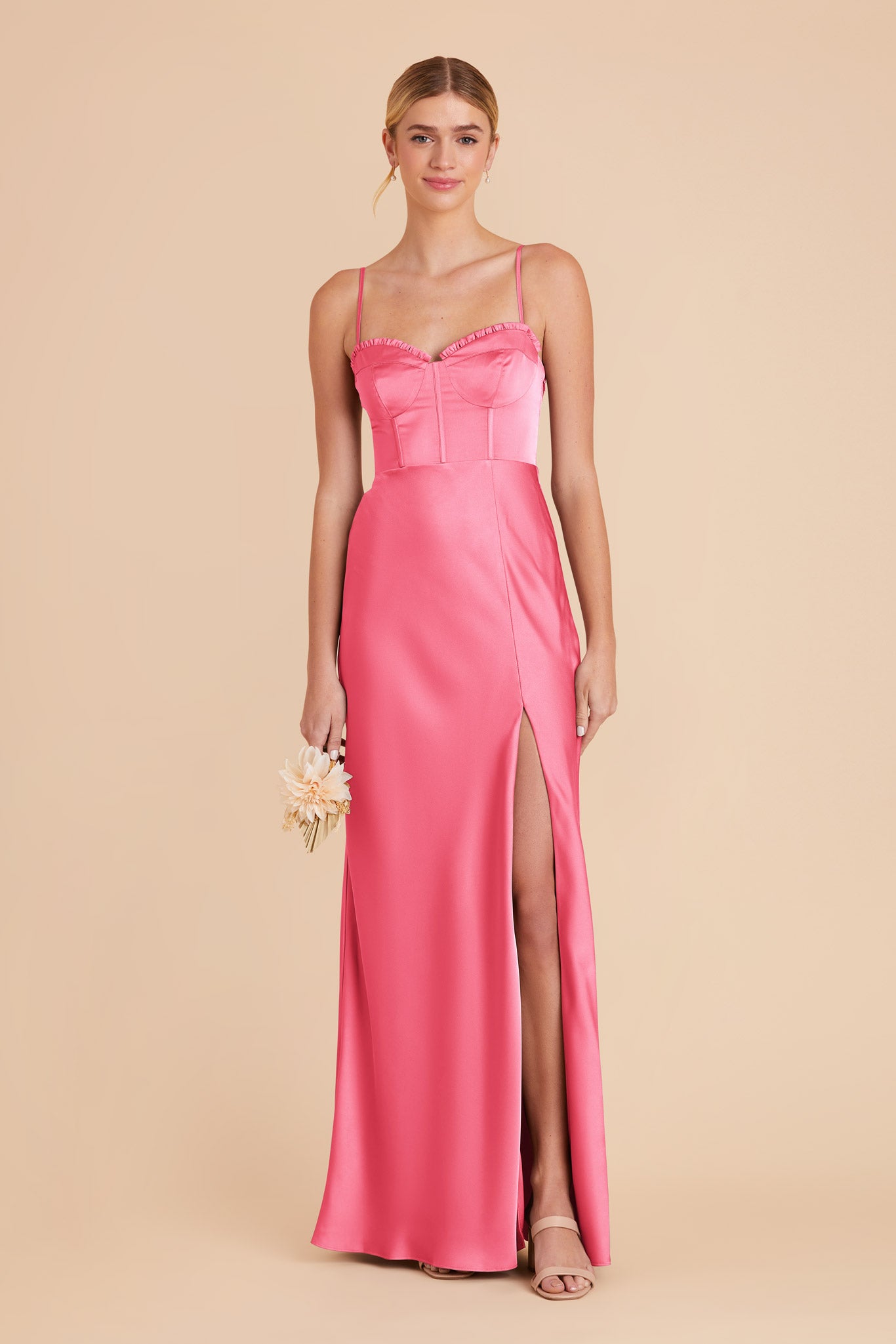 Bon Bon Pink Jessica Matte Satin Dress by Birdy Grey