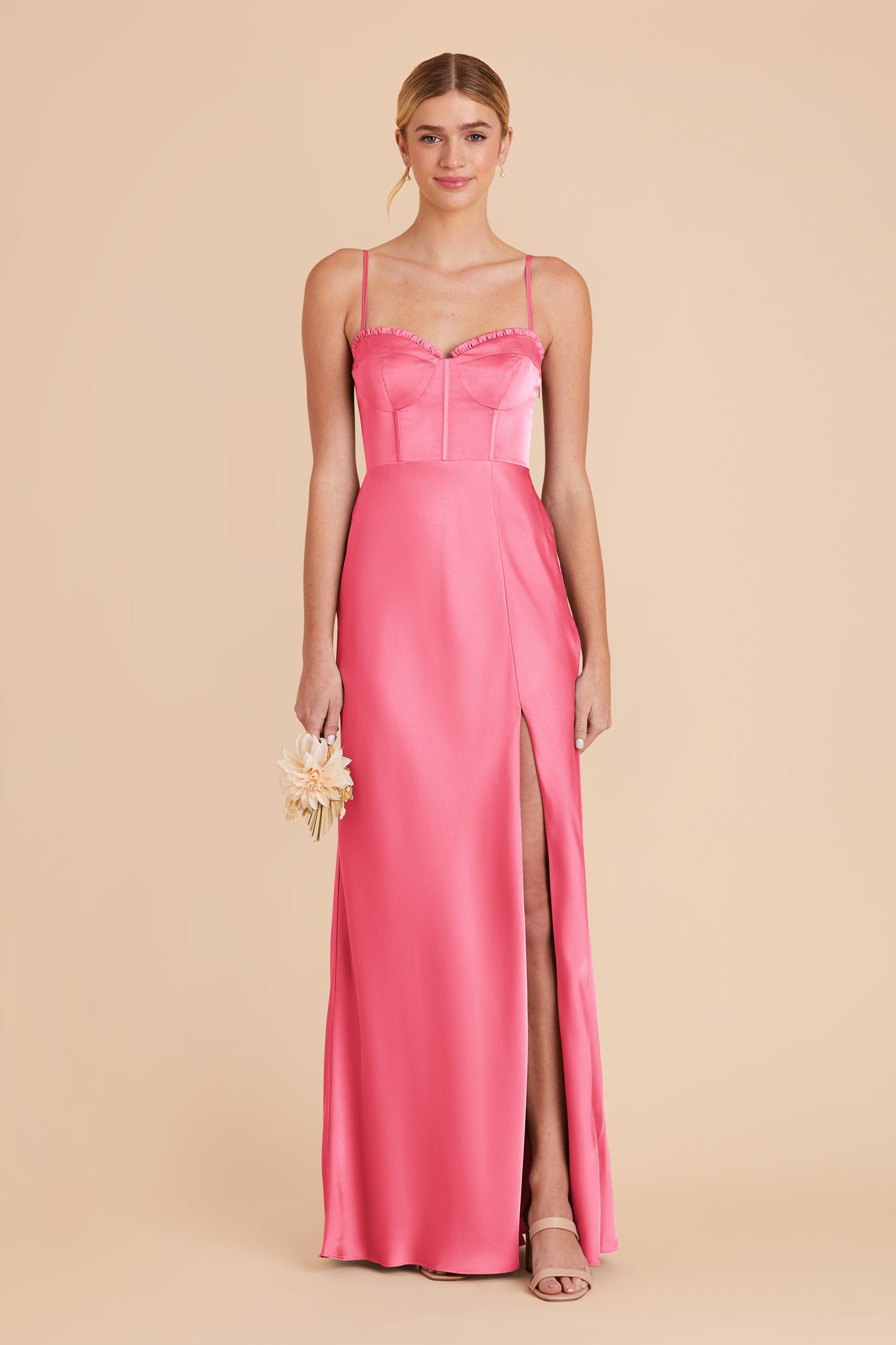 Bon Bon Pink Jessica Matte Satin Dress by Birdy Grey