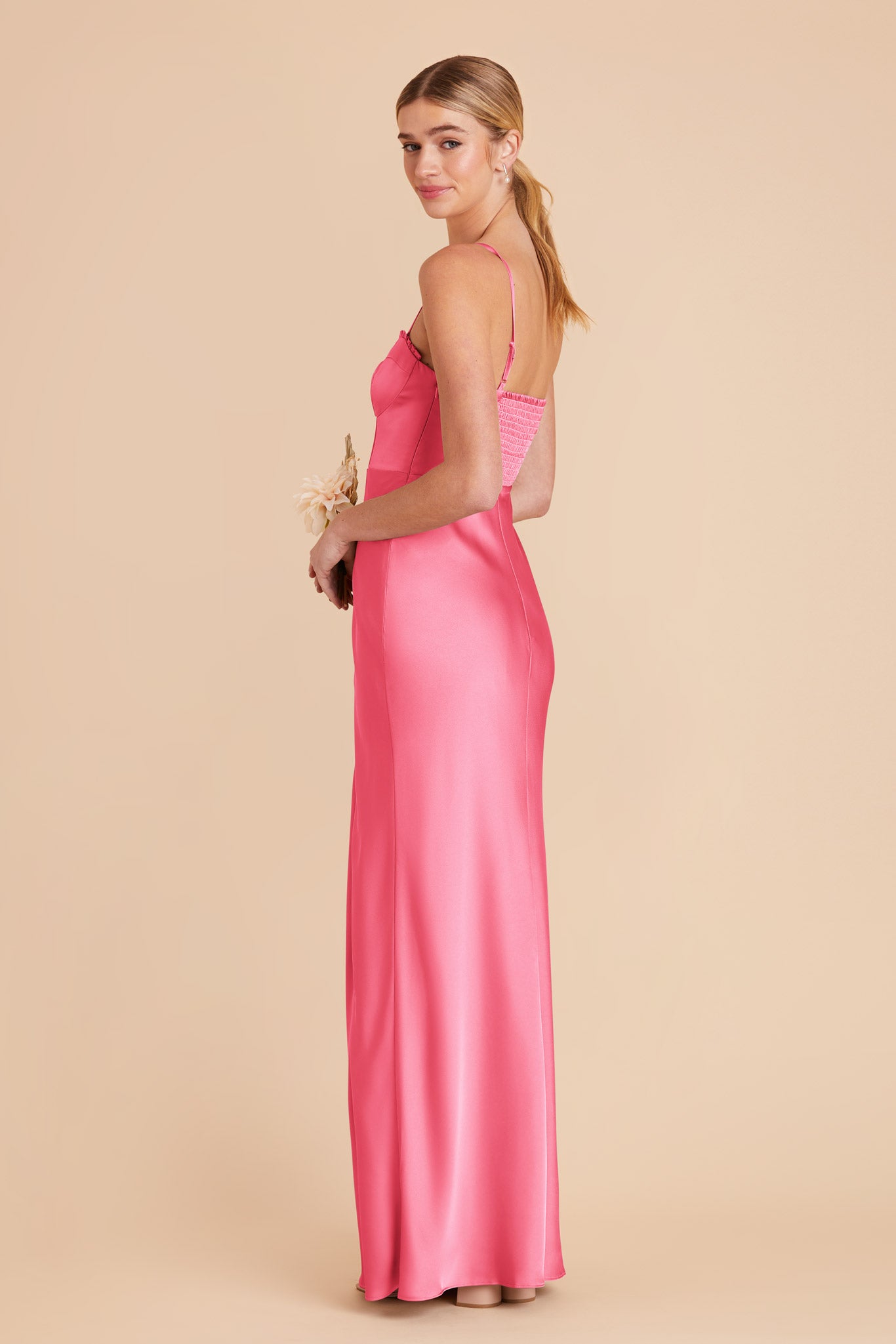 Bon Bon Pink Jessica Matte Satin Dress by Birdy Grey