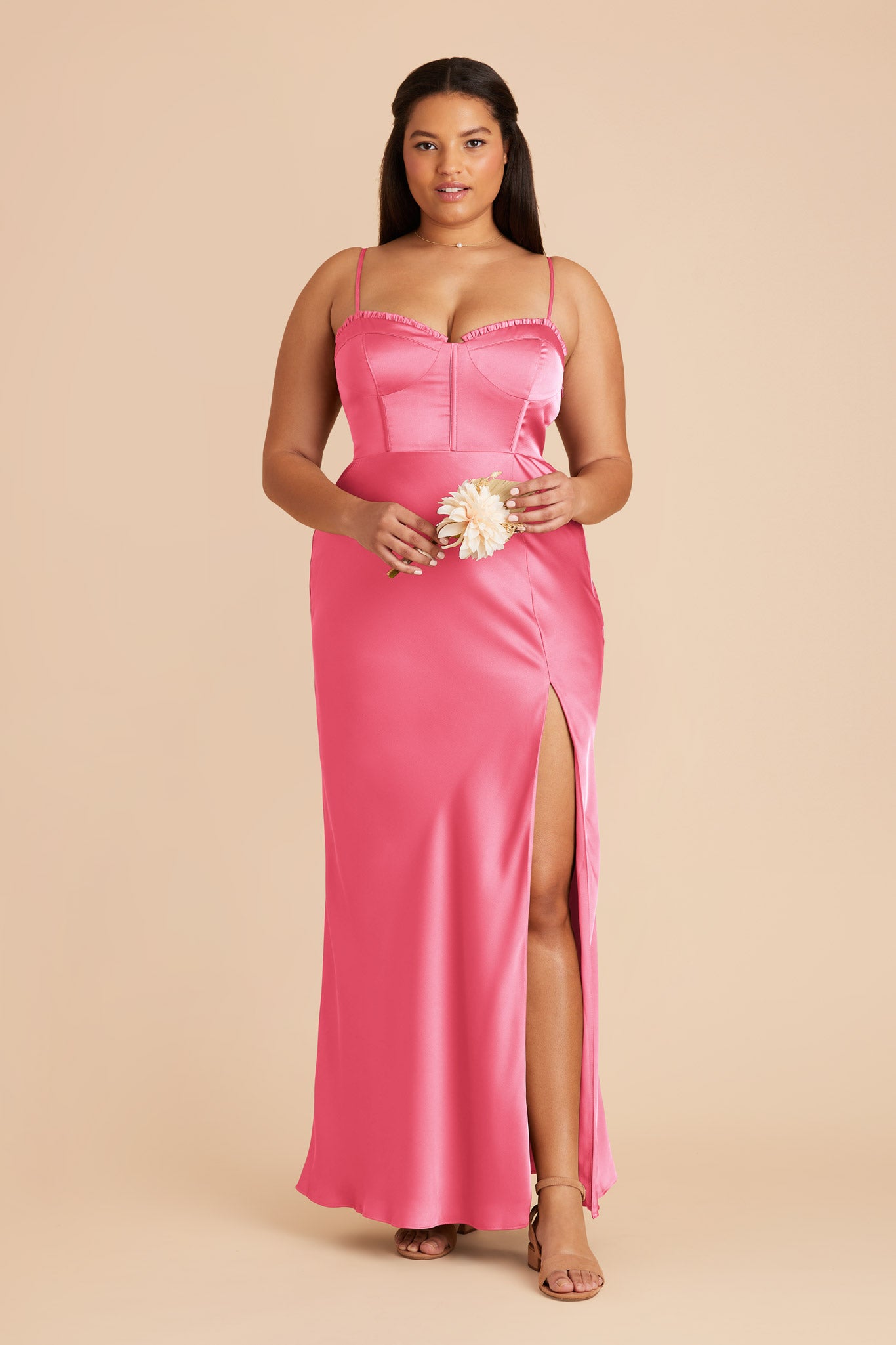 Bon Bon Pink Jessica Matte Satin Dress by Birdy Grey