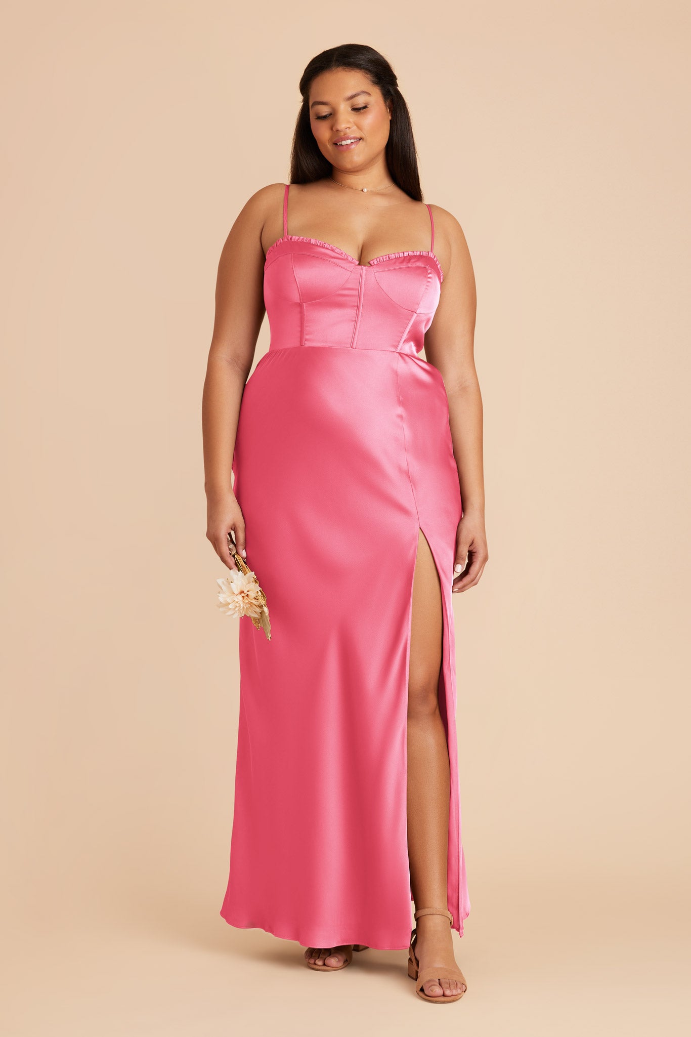 Bon Bon Pink Jessica Matte Satin Dress by Birdy Grey