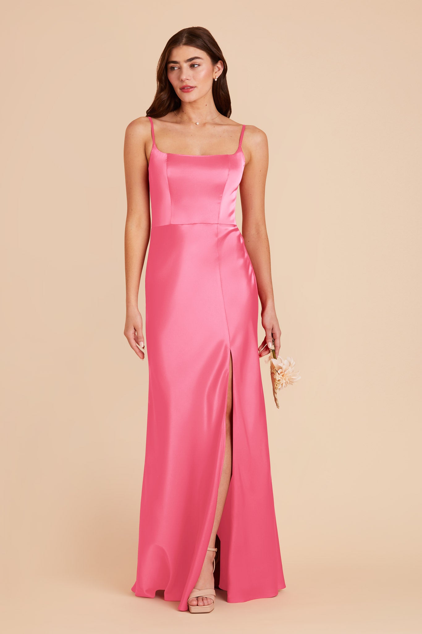 Bon Bon Pink Mai Matte Satin Dress by Birdy Grey