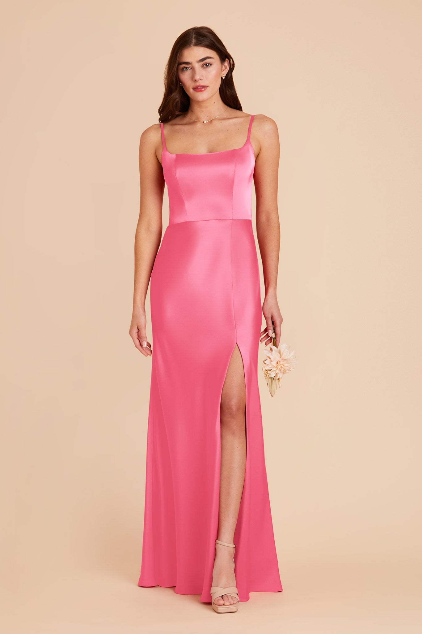 Bon Bon Pink Mai Matte Satin Dress by Birdy Grey