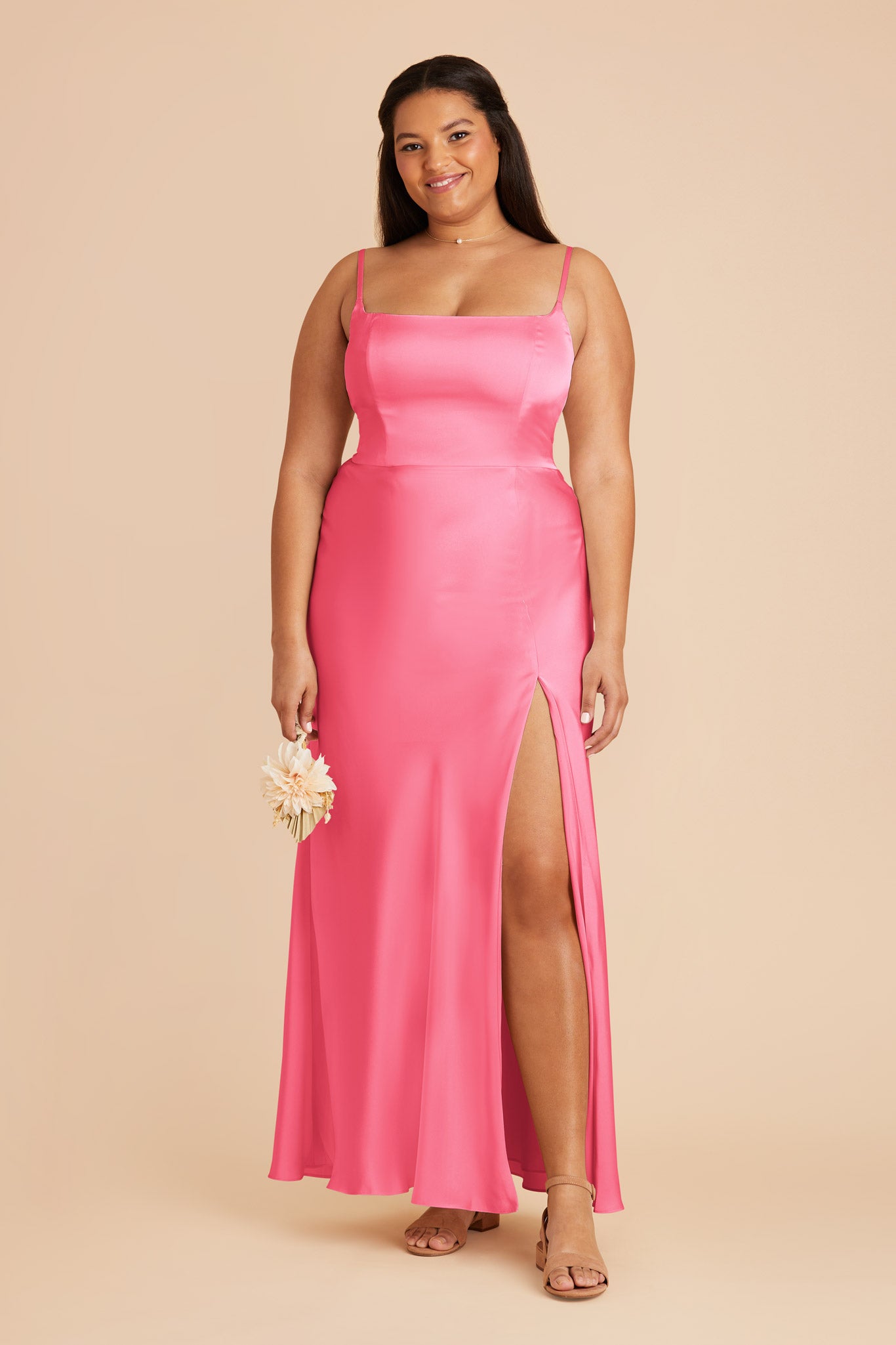 Bon Bon Pink Mai Matte Satin Dress by Birdy Grey