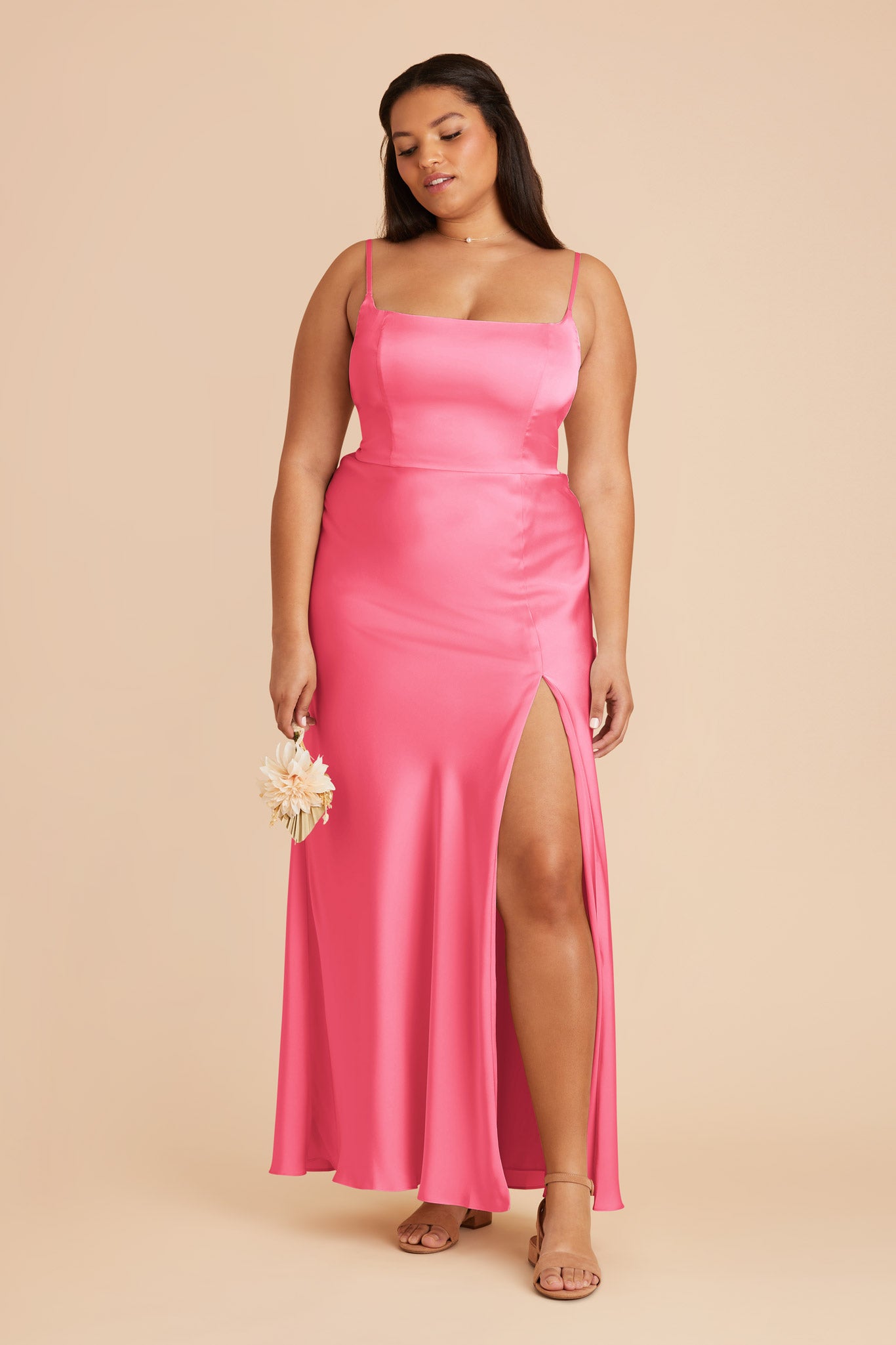 Bon Bon Pink Mai Matte Satin Dress by Birdy Grey