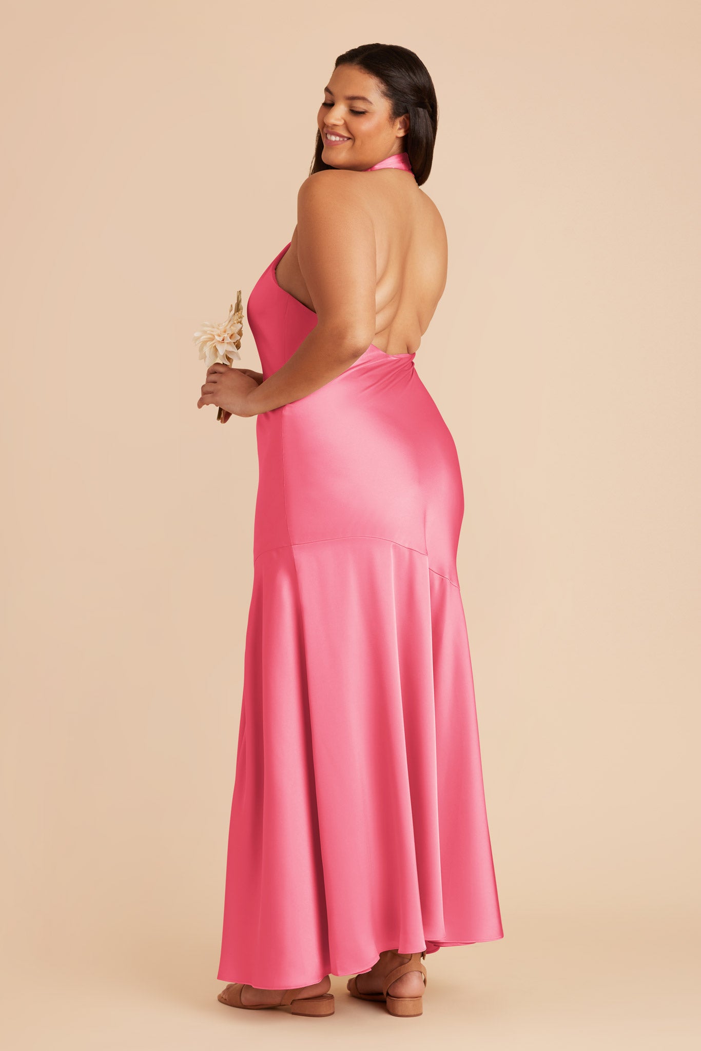 Bon Bon Pink Stephanie Matte Satin Dress by Birdy Grey